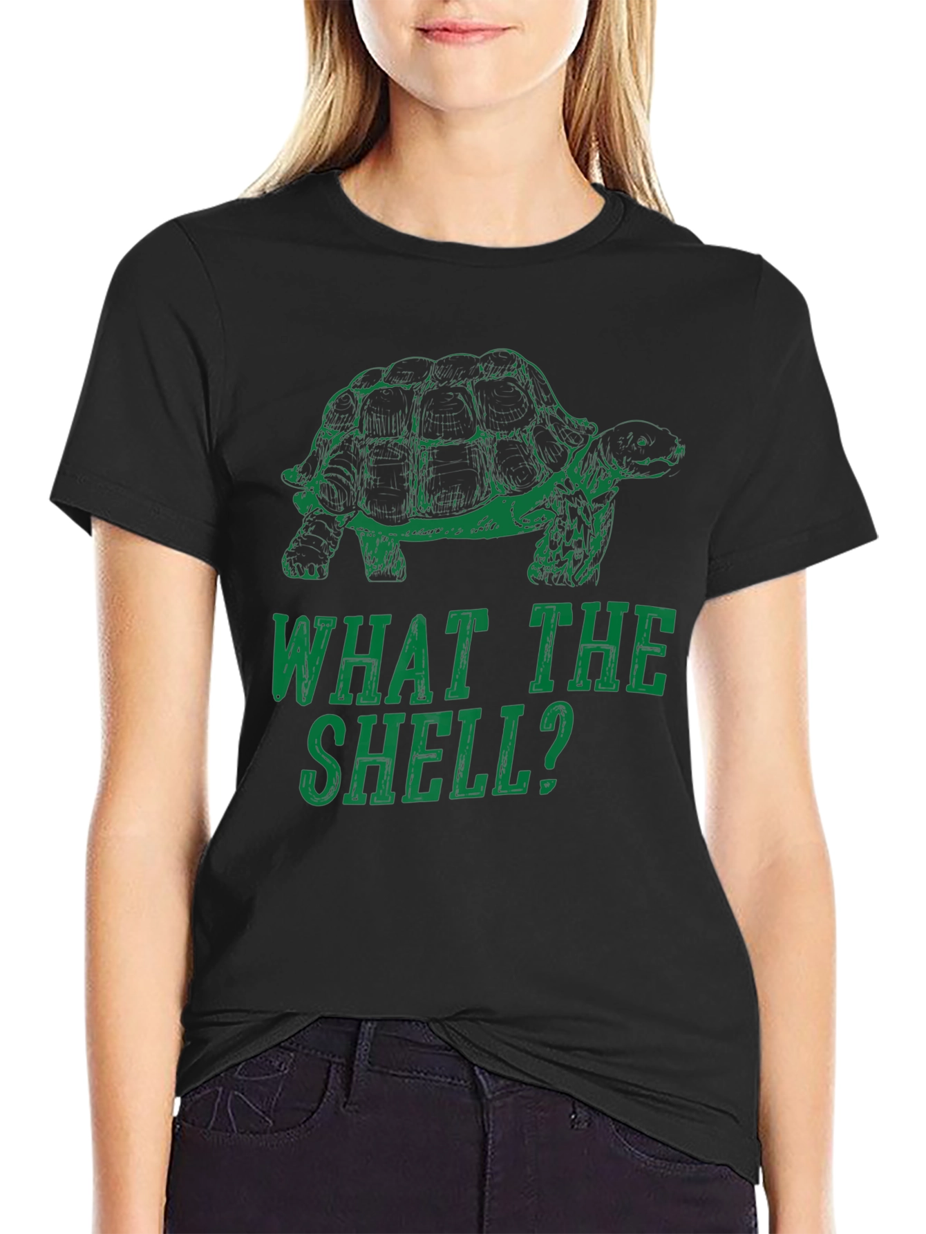 Black What the Shell? Turtle Graphic T-Shirt view 2