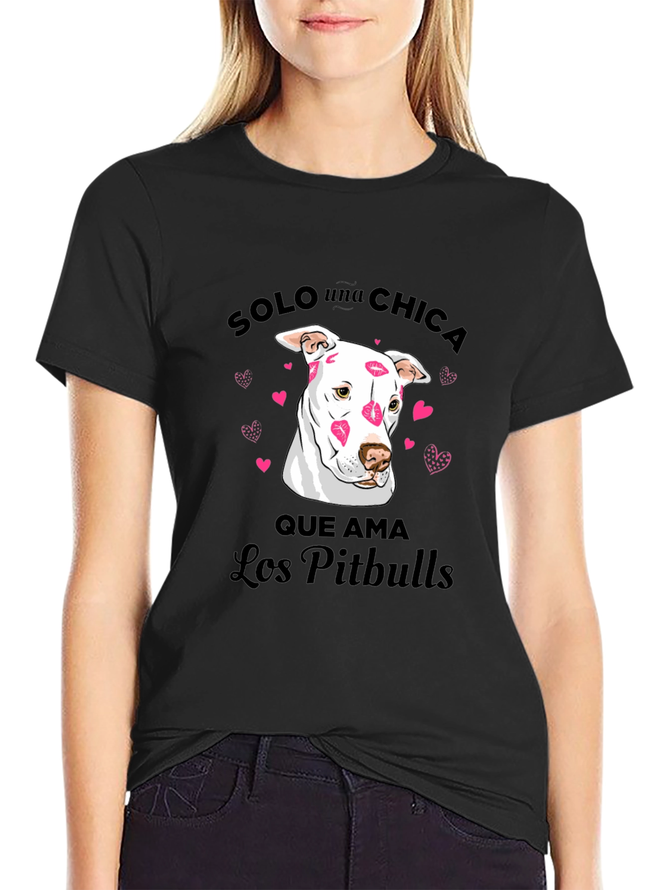 Black Pitbull Lover T-Shirt - Solo Una Chica Graphic Tee view 2
