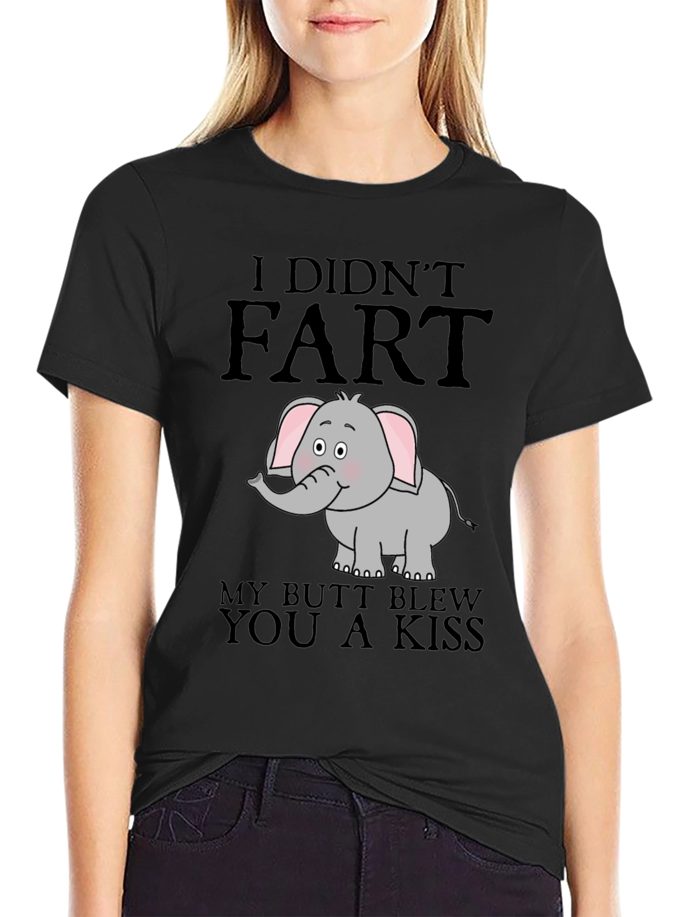 Black I Didn't Fart Elephant Graphic T-Shirt view 2