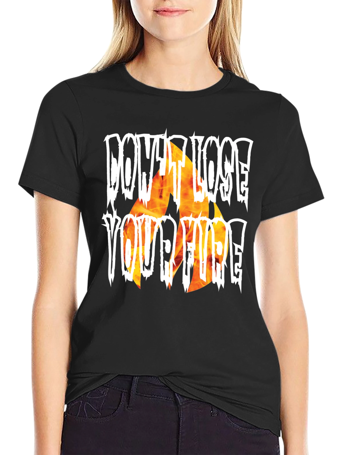 Black Don't Lose Your Fire Graphic T-Shirt view 2