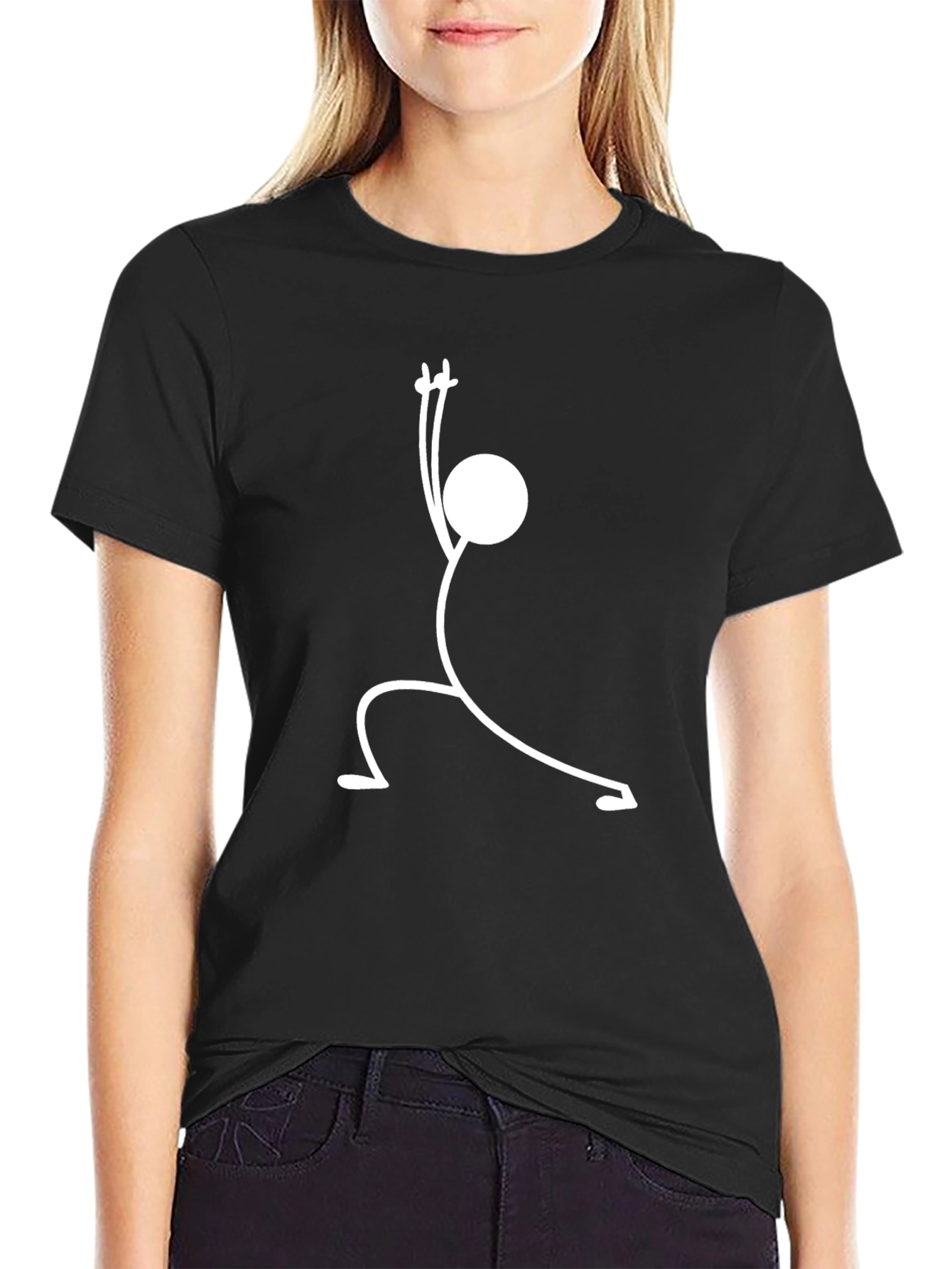 Black Yoga Pose Graphic Tee - Black Cotton T-Shirt view 2