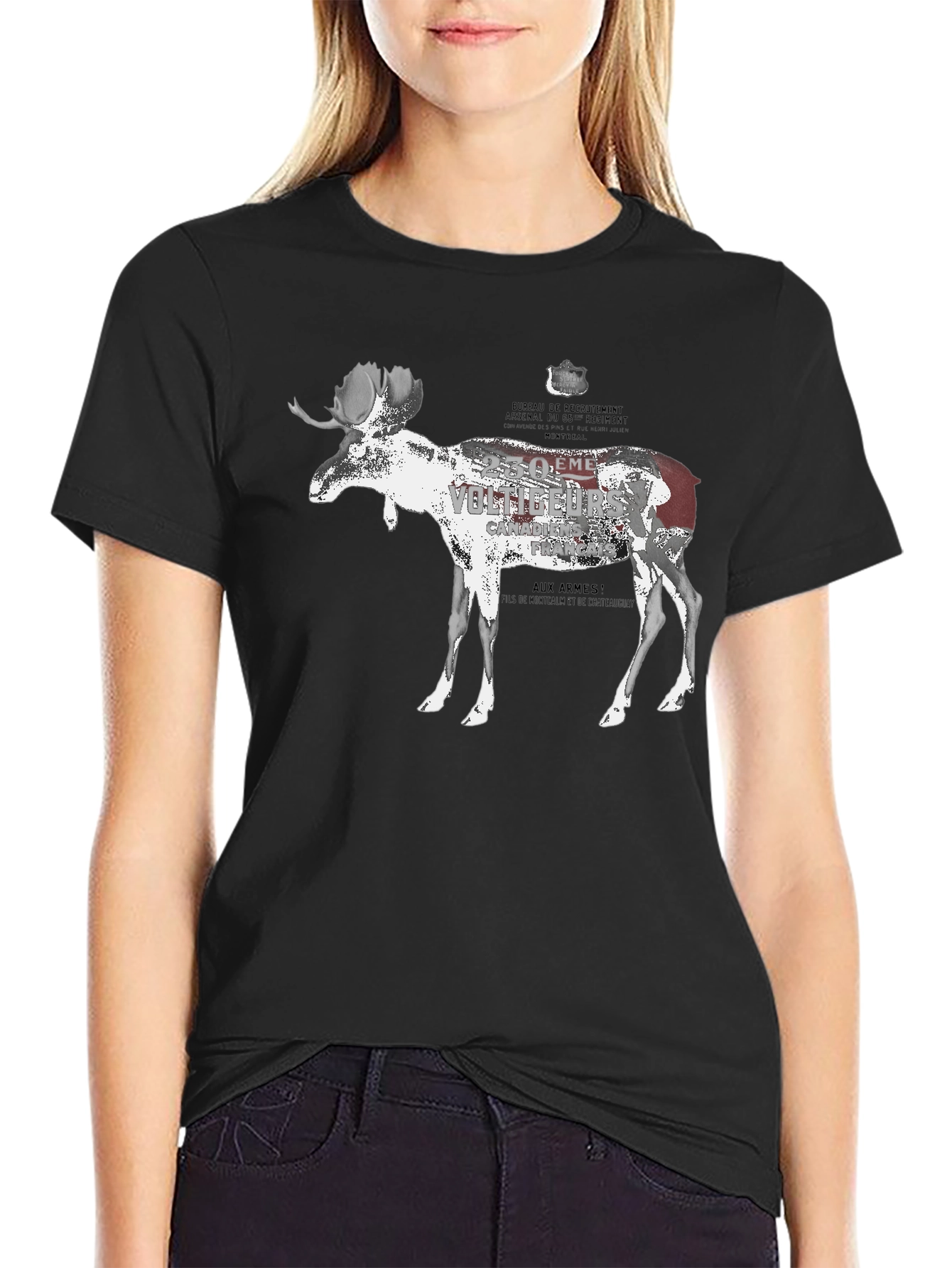 Black Moose Graphic Tee - Black Casual T-Shirt view 2