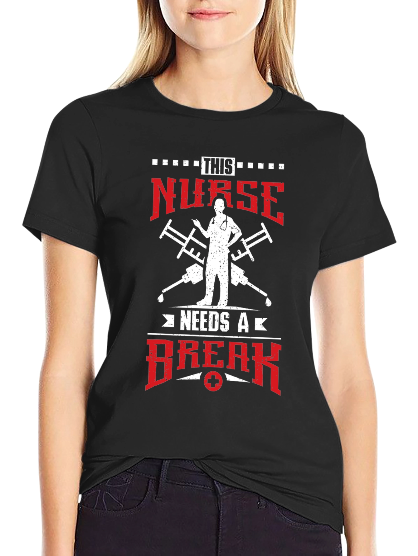 Black Nurse Needs a Break Graphic Tee - Healthcare Hero Apparel view 2