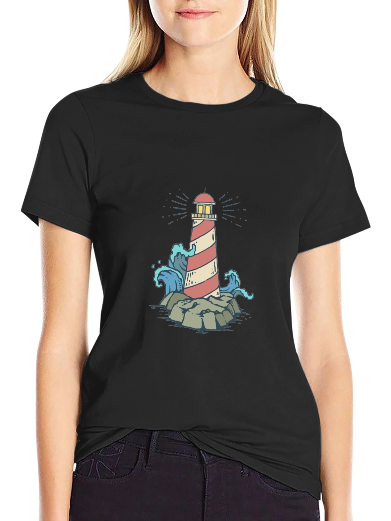 Black Lighthouse Graphic Print Tee view 2