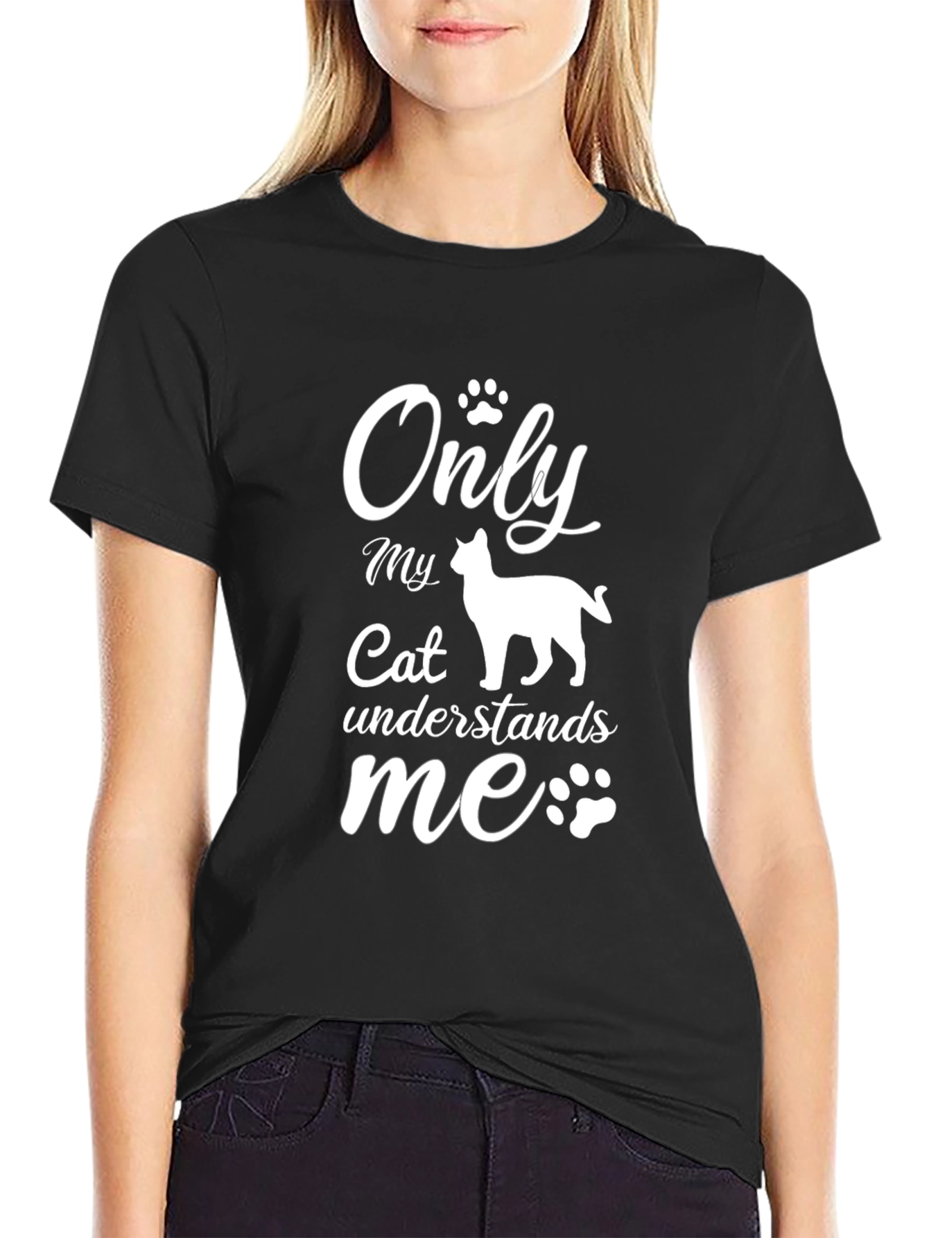 Black Cat Lover T-Shirt: Only My Cat Understands Me view 2