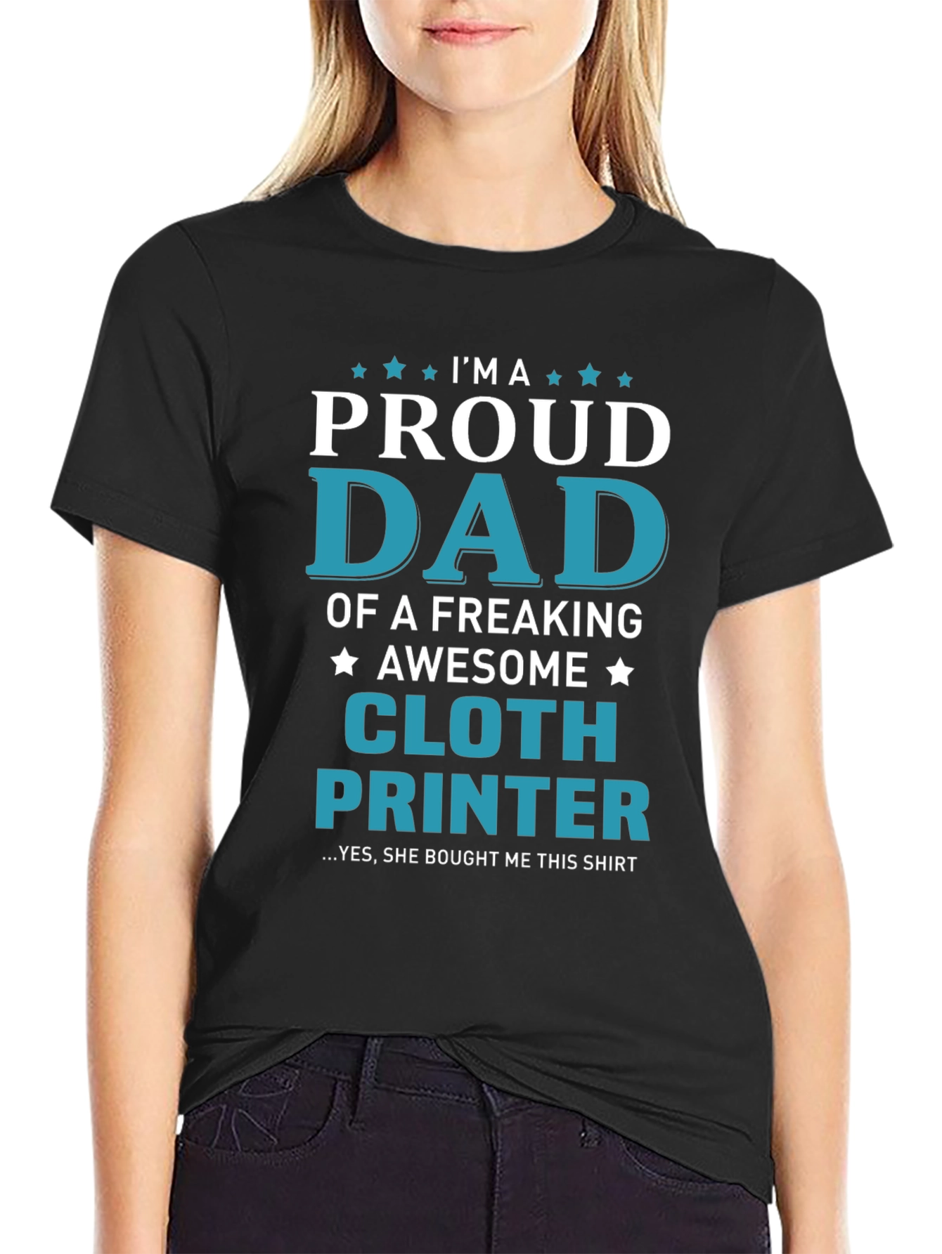 Black Proud Dad Cloth Printer Graphic T-Shirt view 2