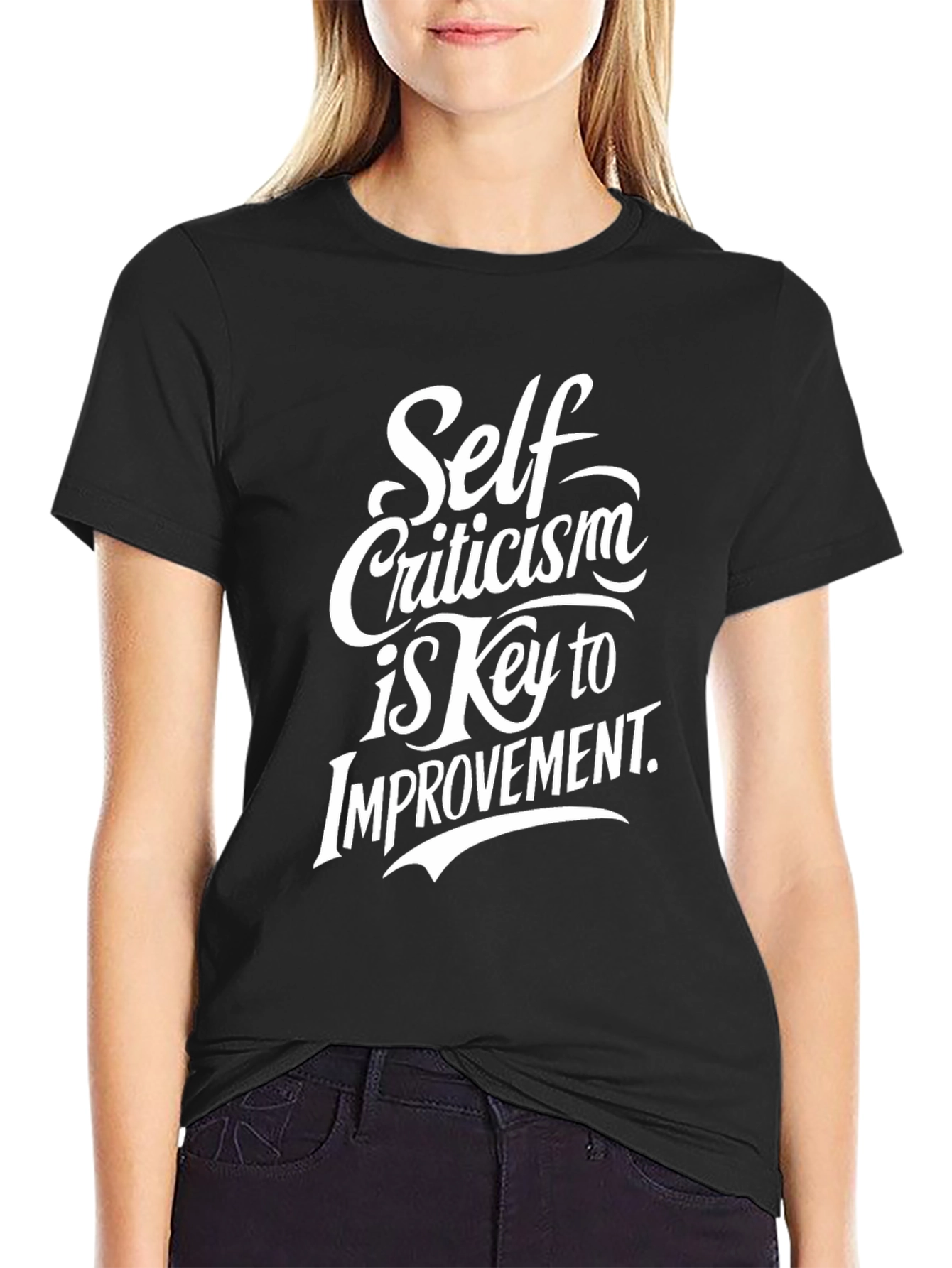 Black Self Criticism Key to Improvement Graphic Tee view 2