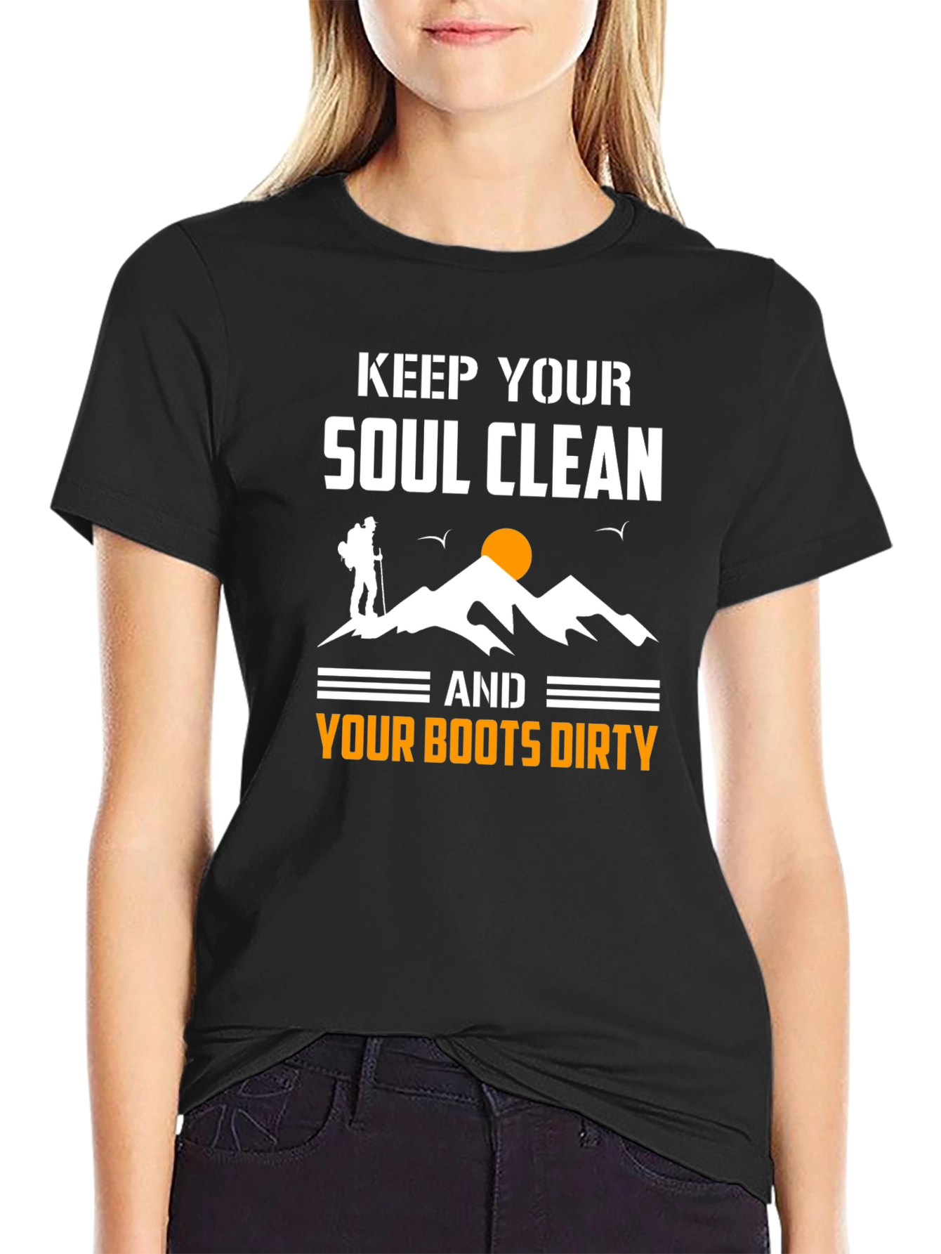 Black Keep Your Soul Clean Hiking T-Shirt view 2