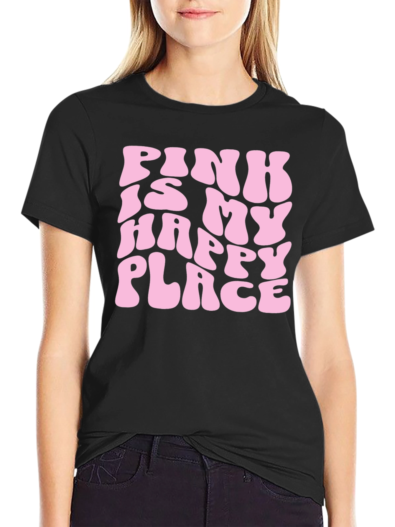 Black Pink is My Happy Place Graphic Tee - Soft & Comfy! view 2