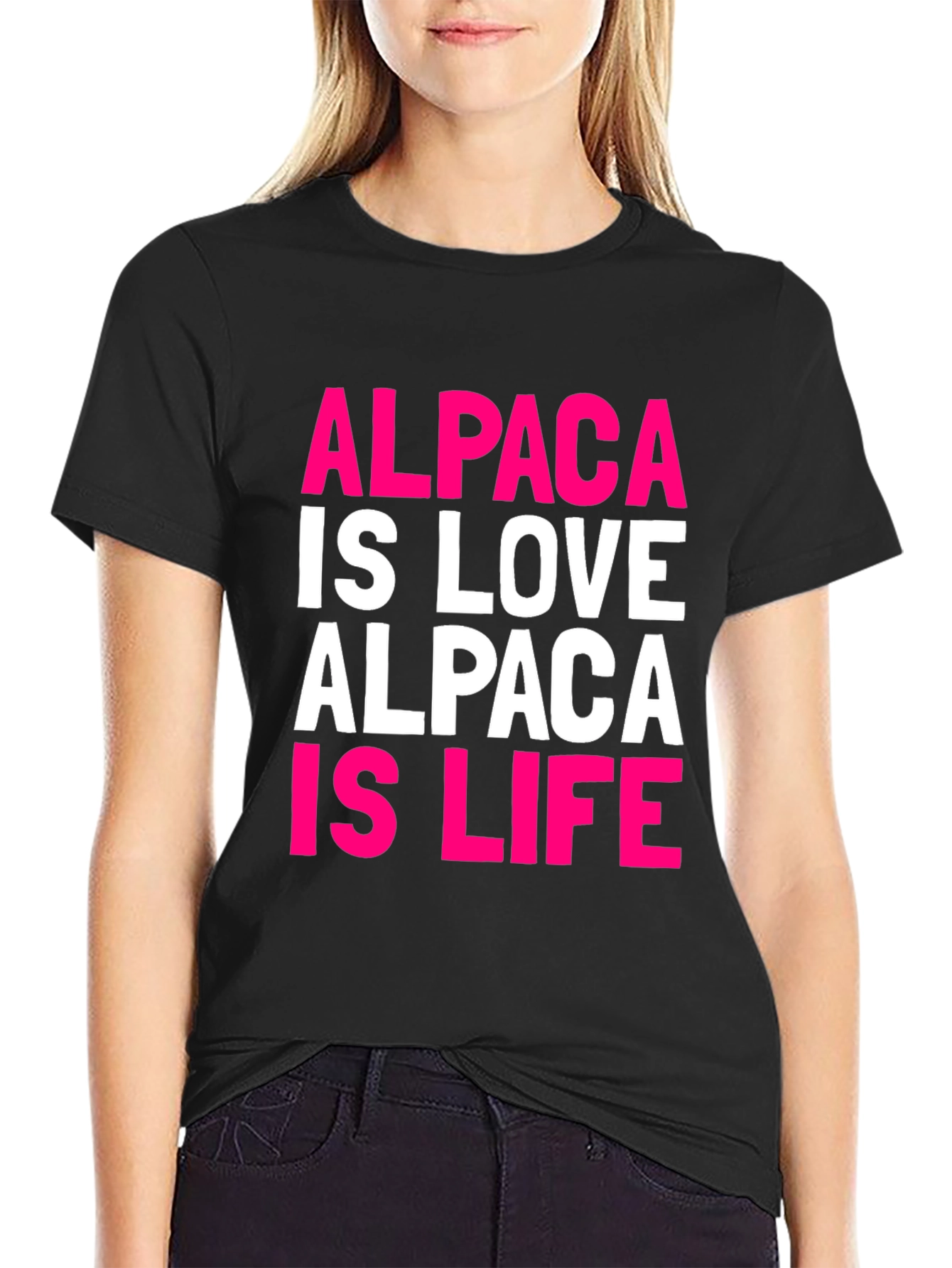Black Alpaca Love T-Shirt - Trendy Graphic Tee view 2