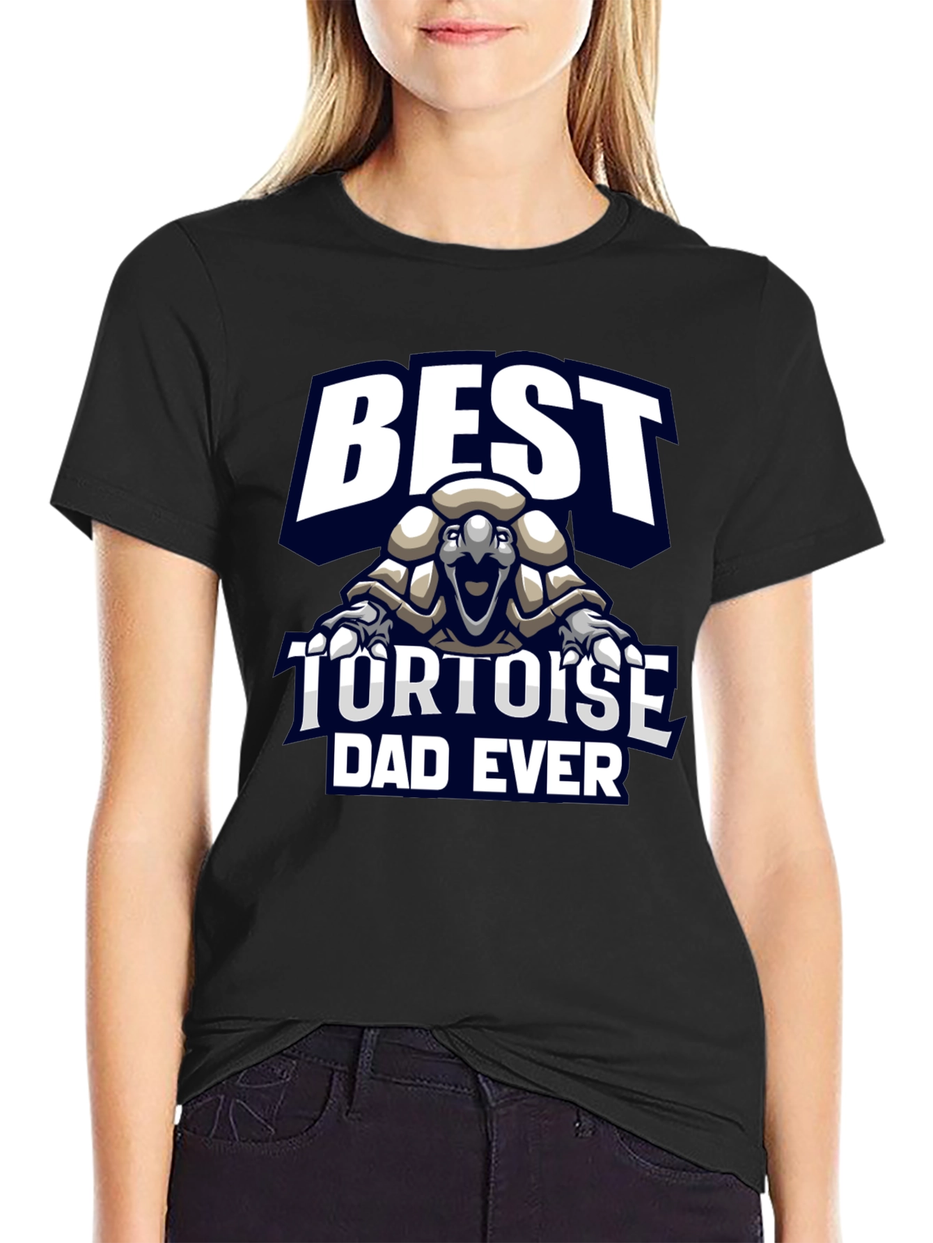 Black Best Tortoise Dad Ever Graphic T-Shirt view 2