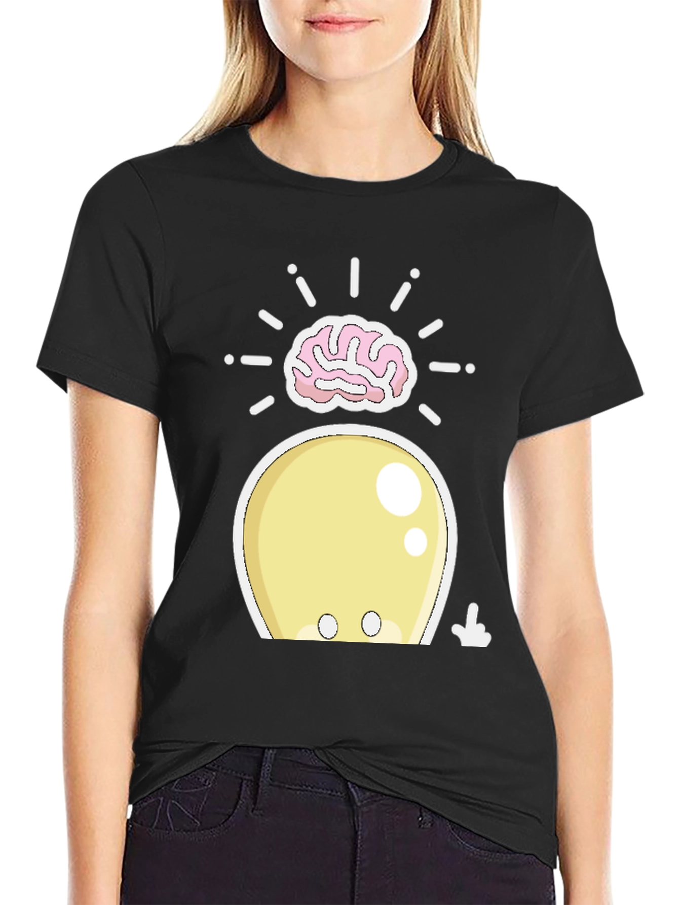 Black Funny Brainy Squid Graphic T-Shirt view 2