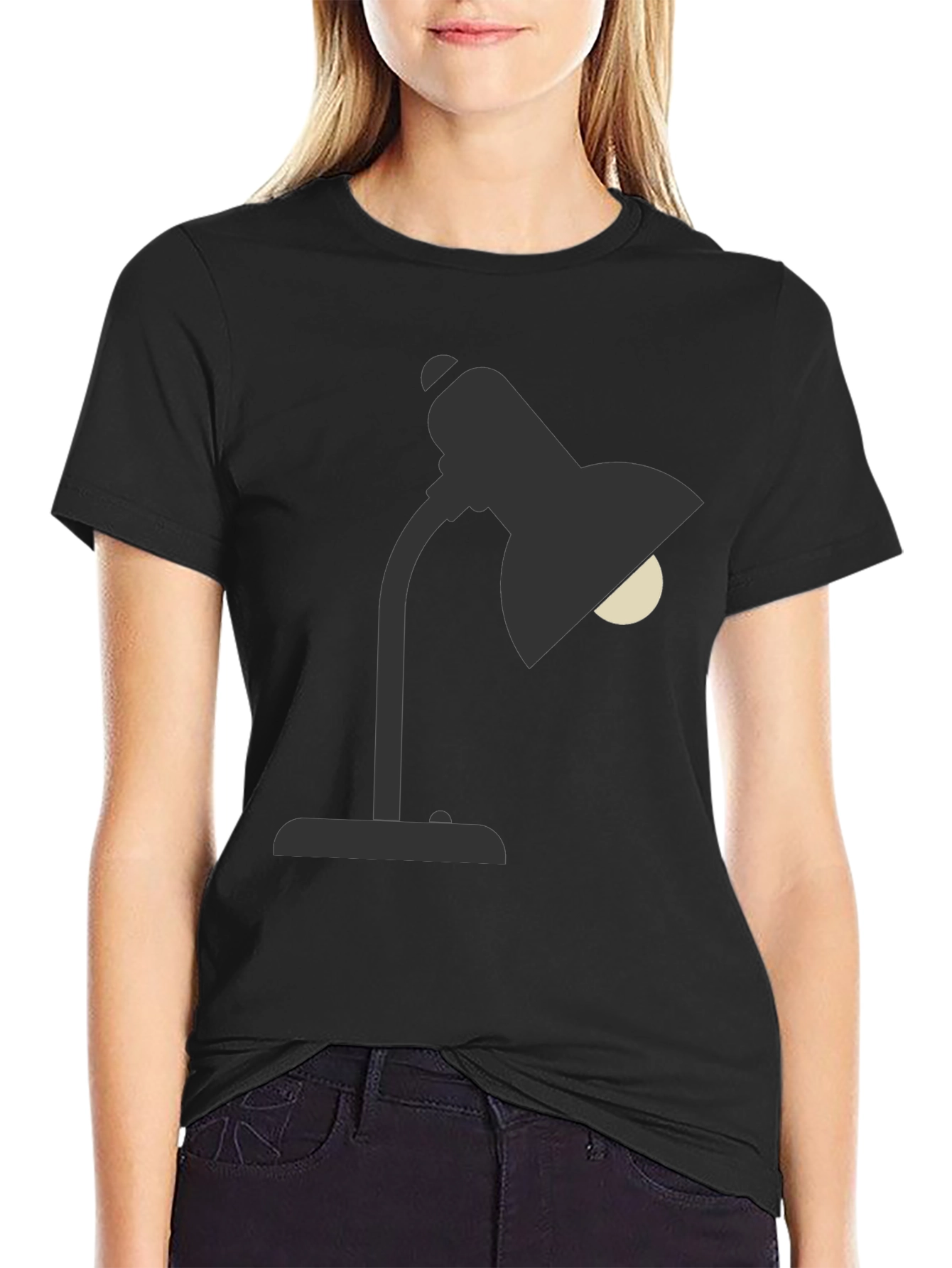 Black Desk Lamp Graphic Tee - Modern Black T-Shirt view 2