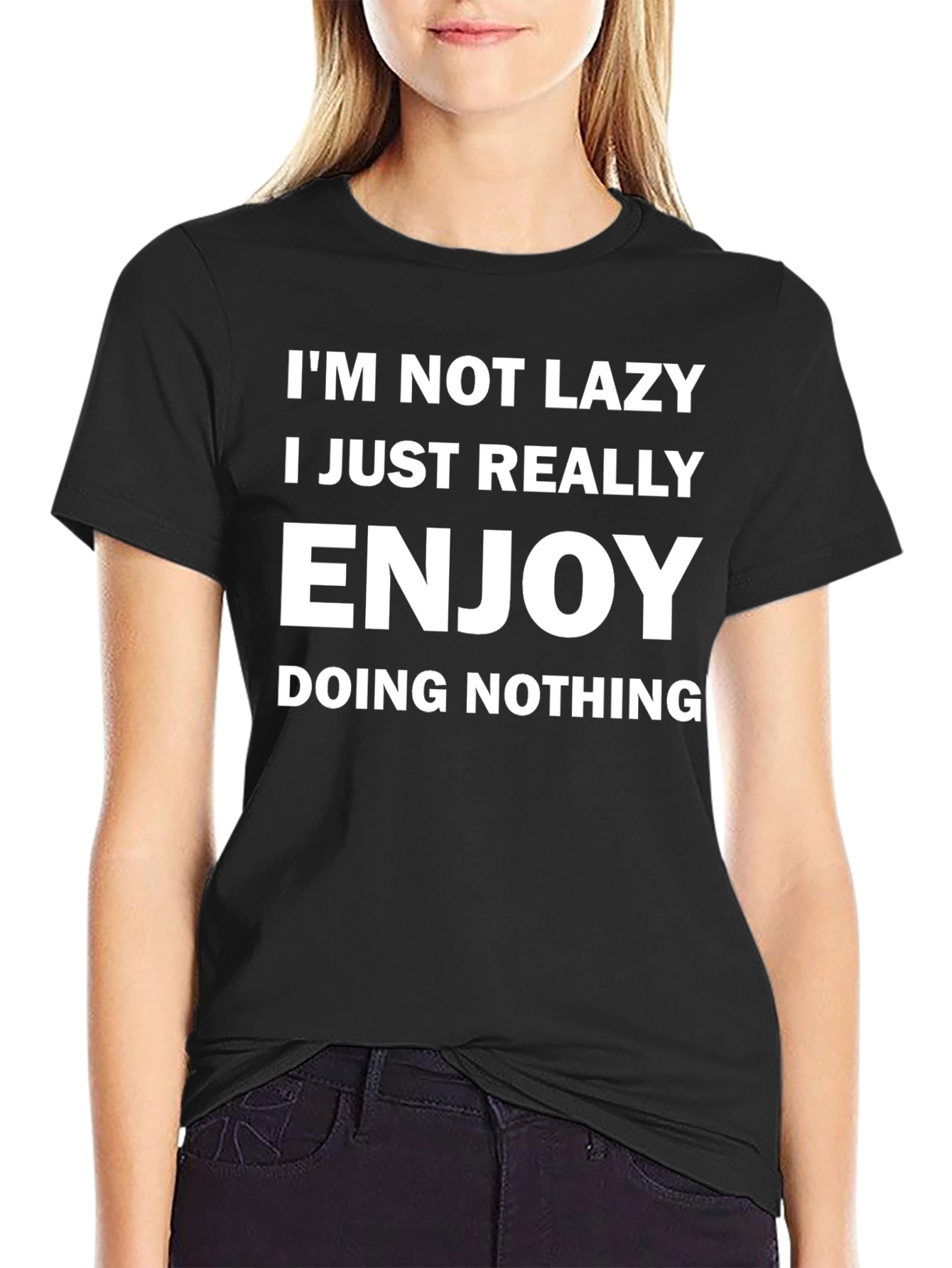 Black Funny I'm Not Lazy Graphic Tee view 2