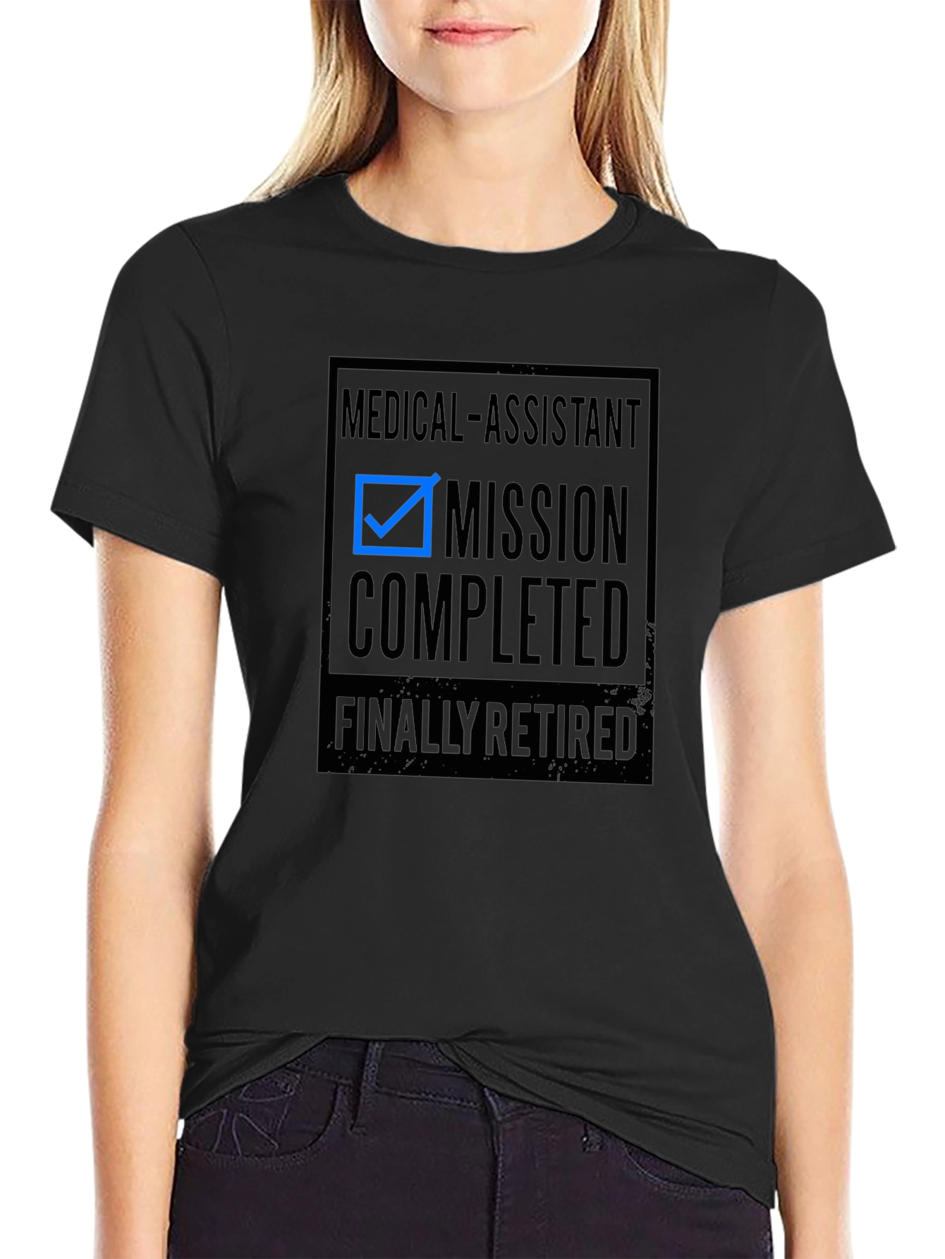 Black Medical Assistant Retirement T-Shirt view 2