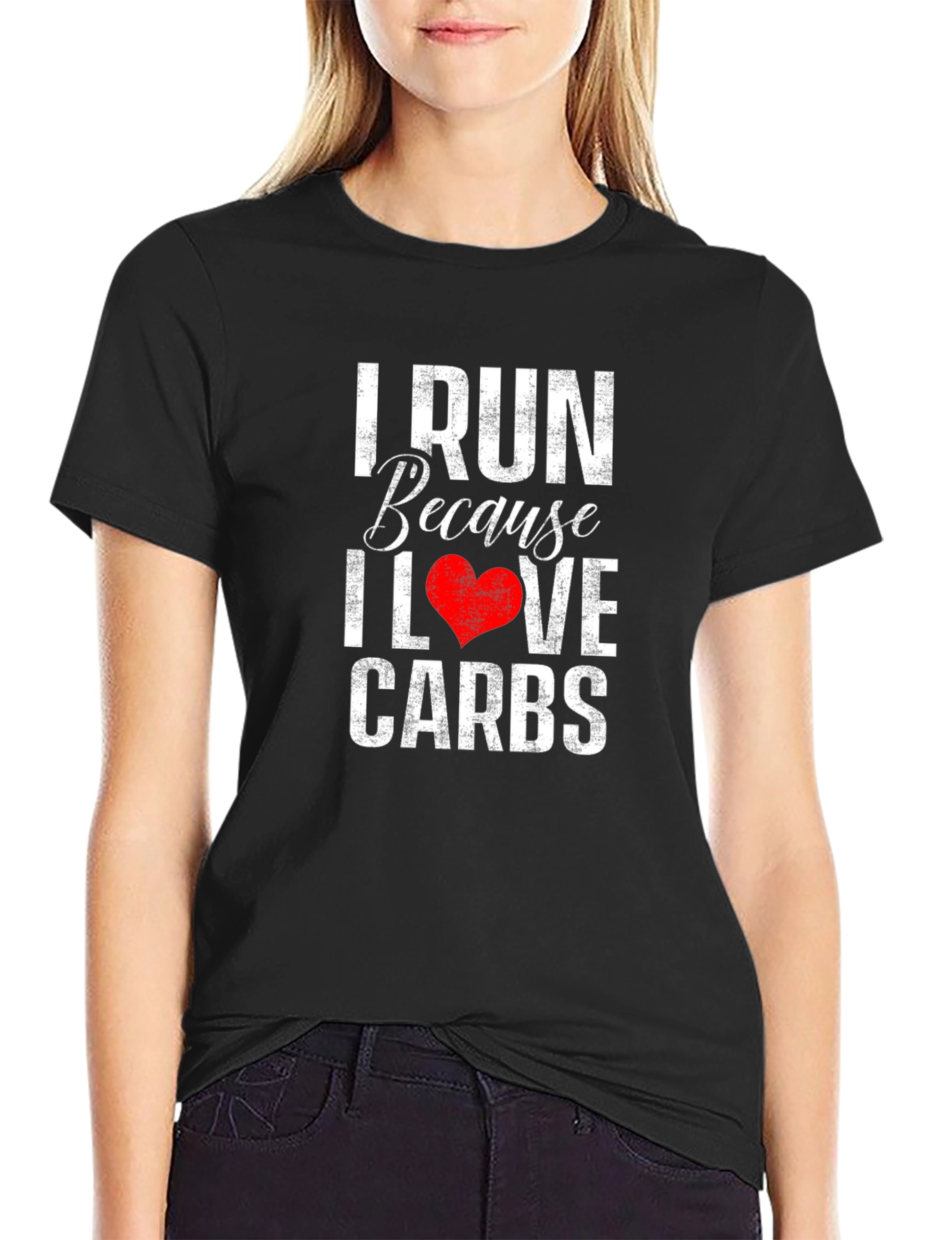 Black I Run Because I Love Carbs Graphic T-Shirt view 2