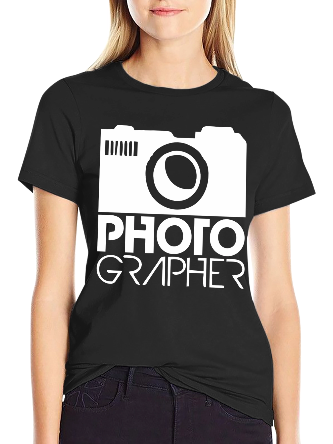 Black Photographer Graphic Tee - Camera T-Shirt view 2