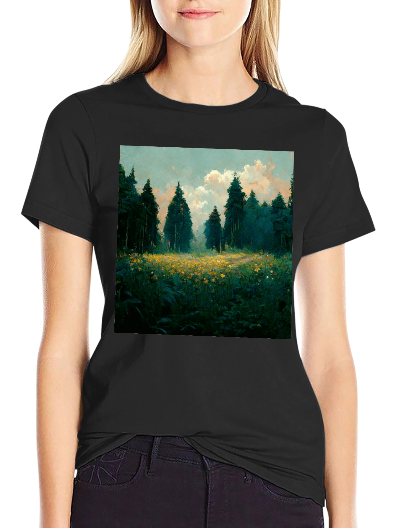 Black Nature Forest T-Shirt view 2