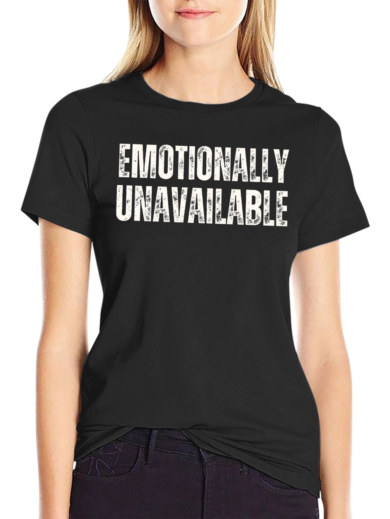 Black Emotionally Unavailable Graphic Tee - Men's Black T-Shirt view 2