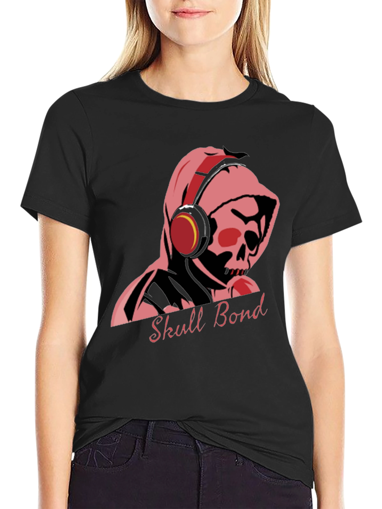Skull Bond Graphic Tee - Cool Black Cotton T-Shirt - 2