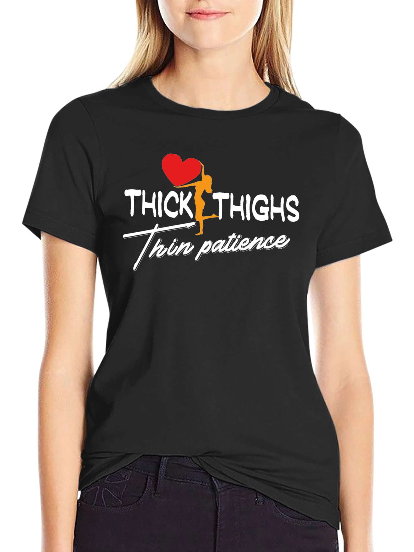 Black Thick Thighs Thin Patience Graphic T-Shirt view 2
