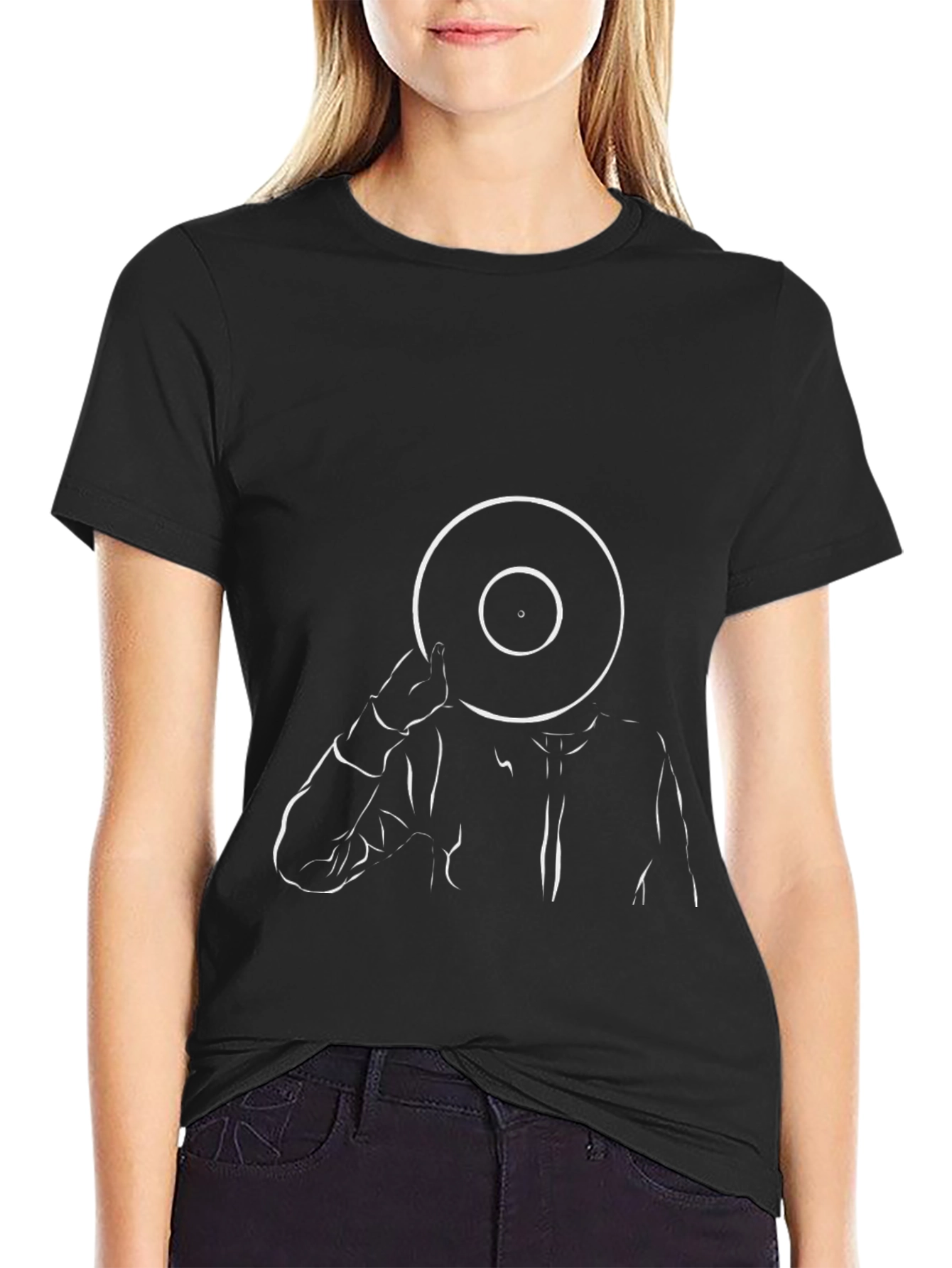 Black Vinyl Head T-Shirt - Modern Graphic Tee view 2