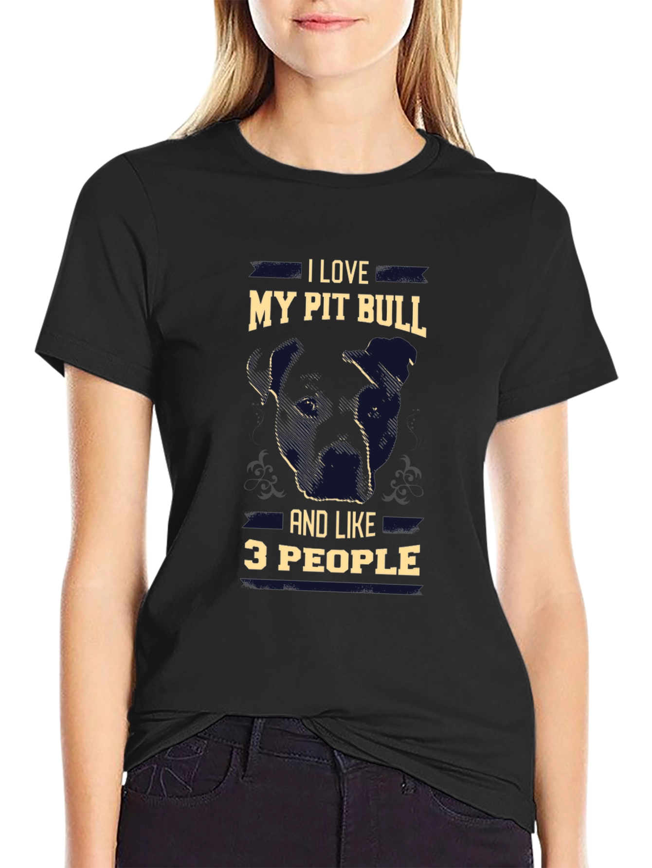 Black I Love My Pit Bull T-Shirt view 2