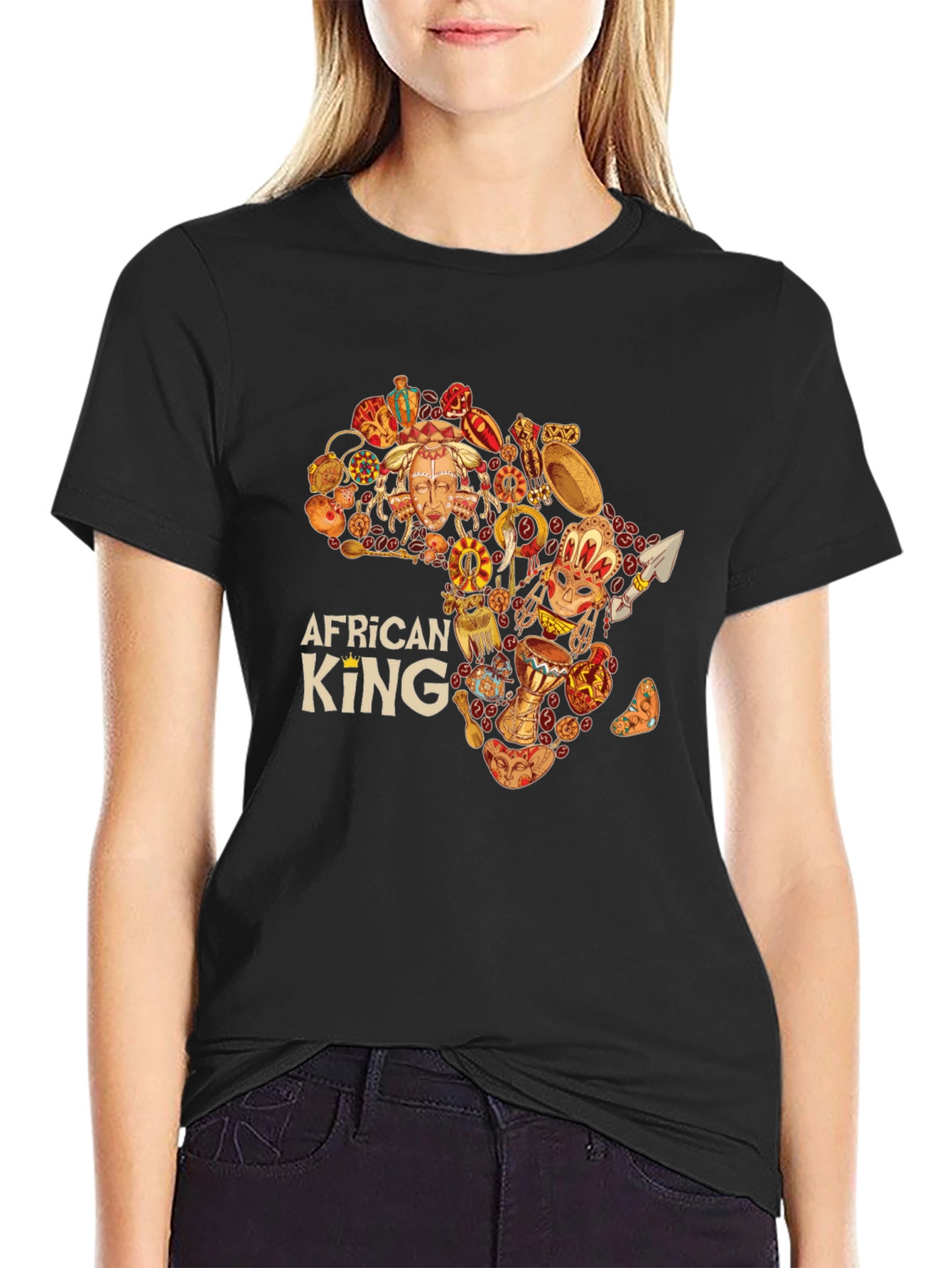 Black African King Black Graphic Tee  view 2