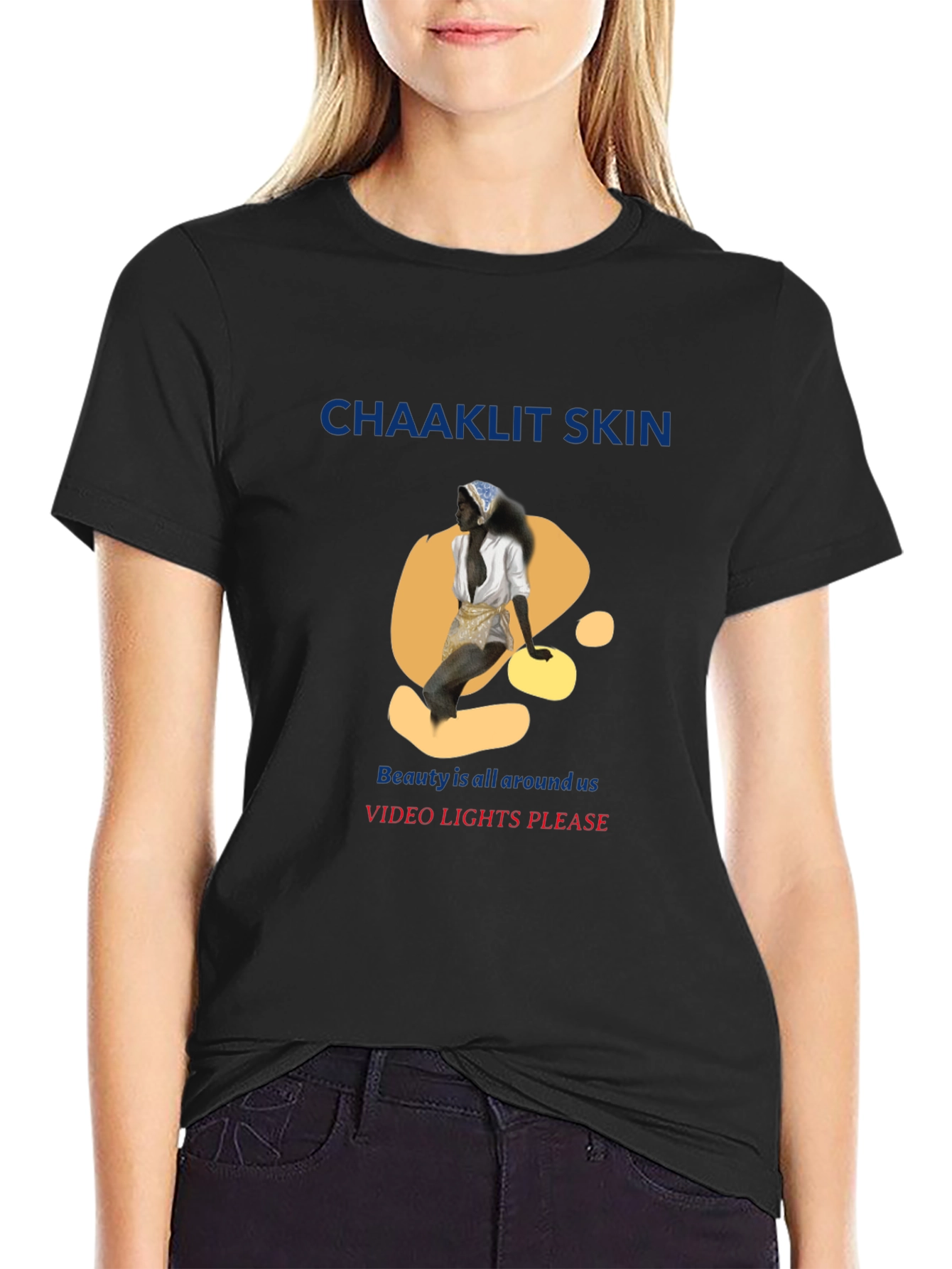 Black Unique Graphic T-Shirt - 'Chaaklit Skin' Design view 2