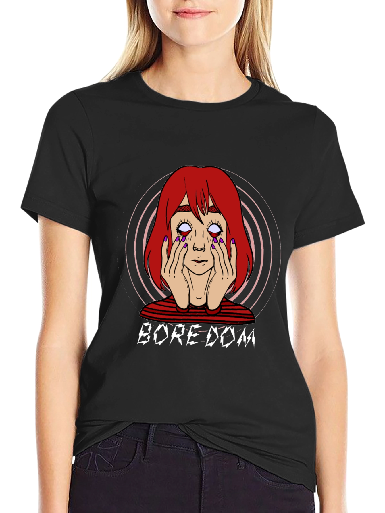 Black Boredom Graphic T-Shirt - Unisex Black Tee view 2