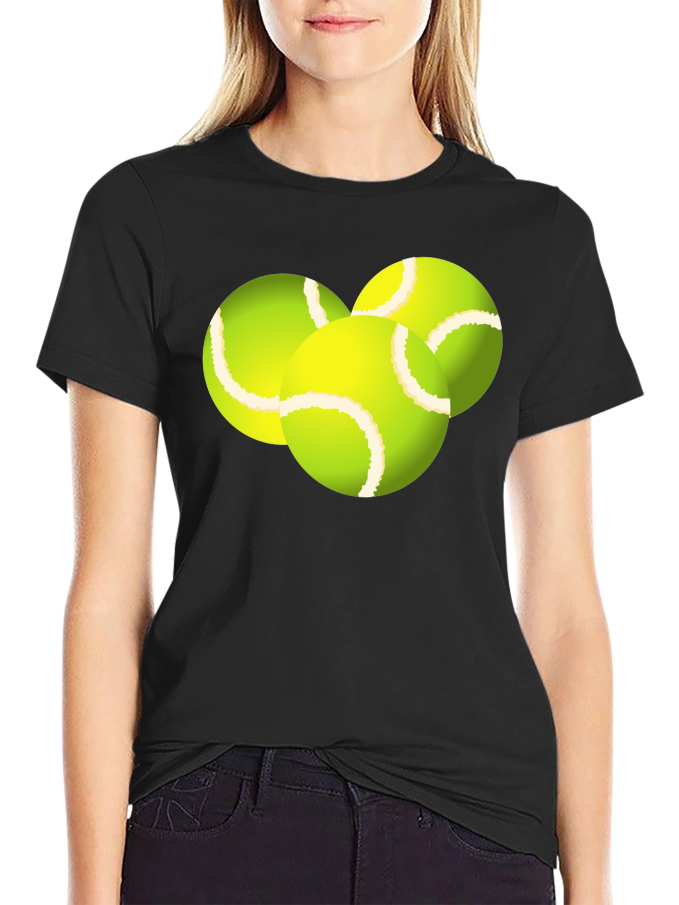Tennis Balls Graphic Tee - Black Cotton T-Shirt - 2