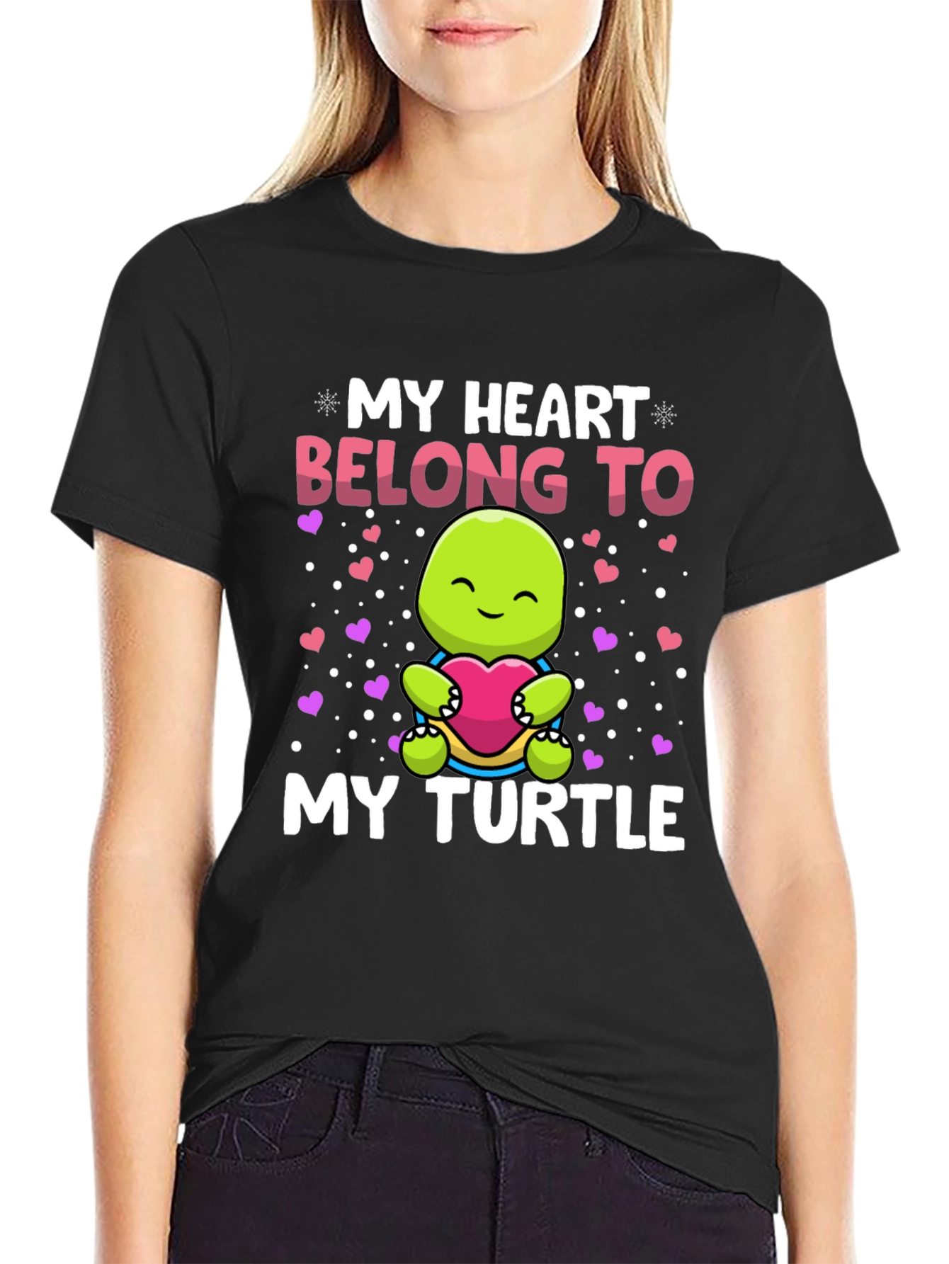 Black My Heart Belongs To My Turtle T-Shirt view 2
