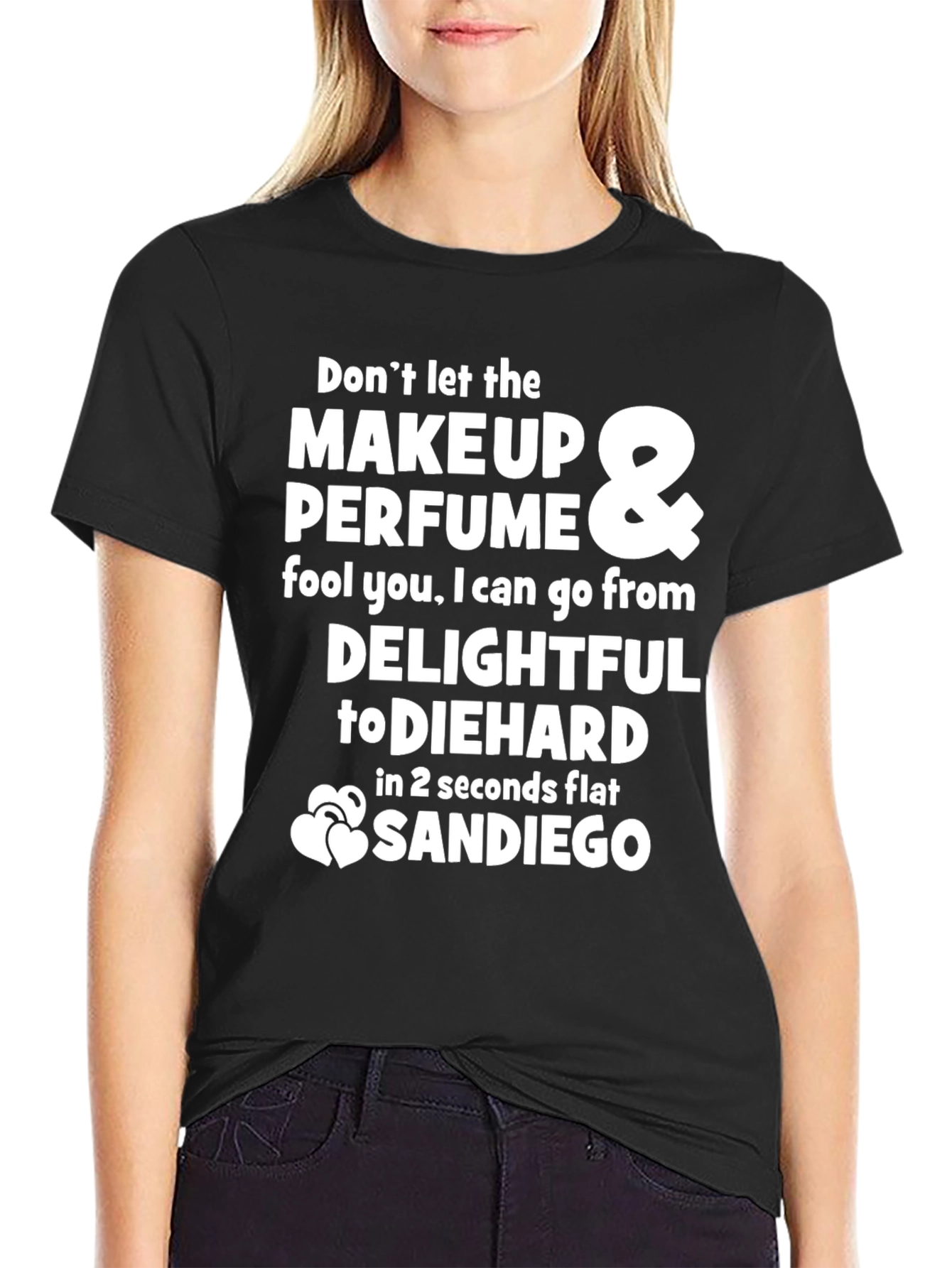 Black Funny Graphic T-Shirt - Makeup & Perfume - Sandiego  view 2