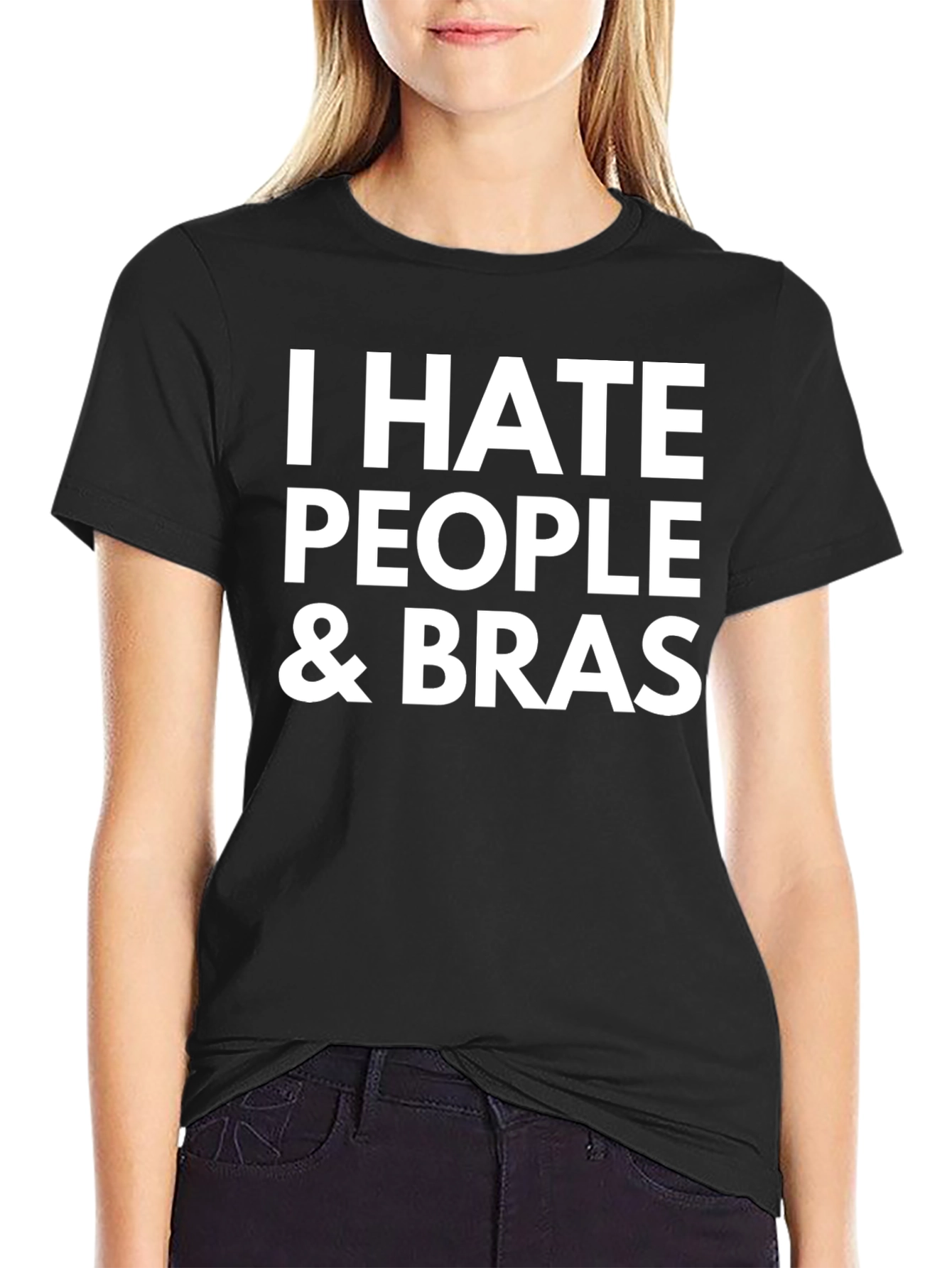 Black I Hate People & Bras Graphic T-Shirt view 2