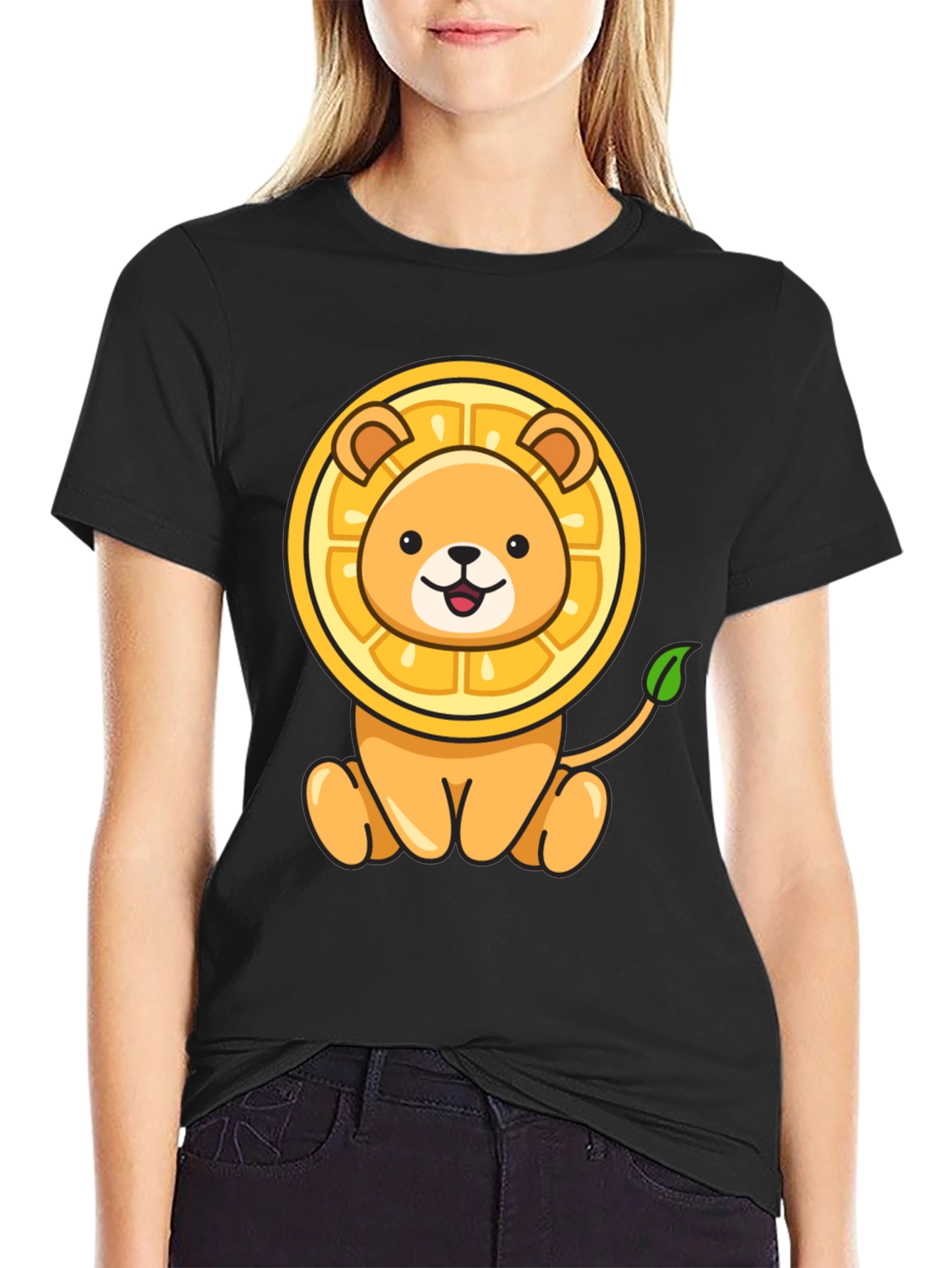 Black Lion-Orange Graphic Tee - Fun & Unique Design view 2