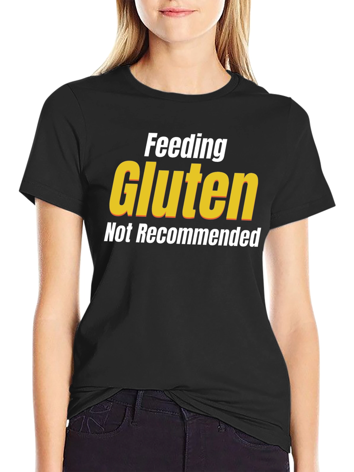 Black Feeding Gluten Not Recommended T-Shirt view 2