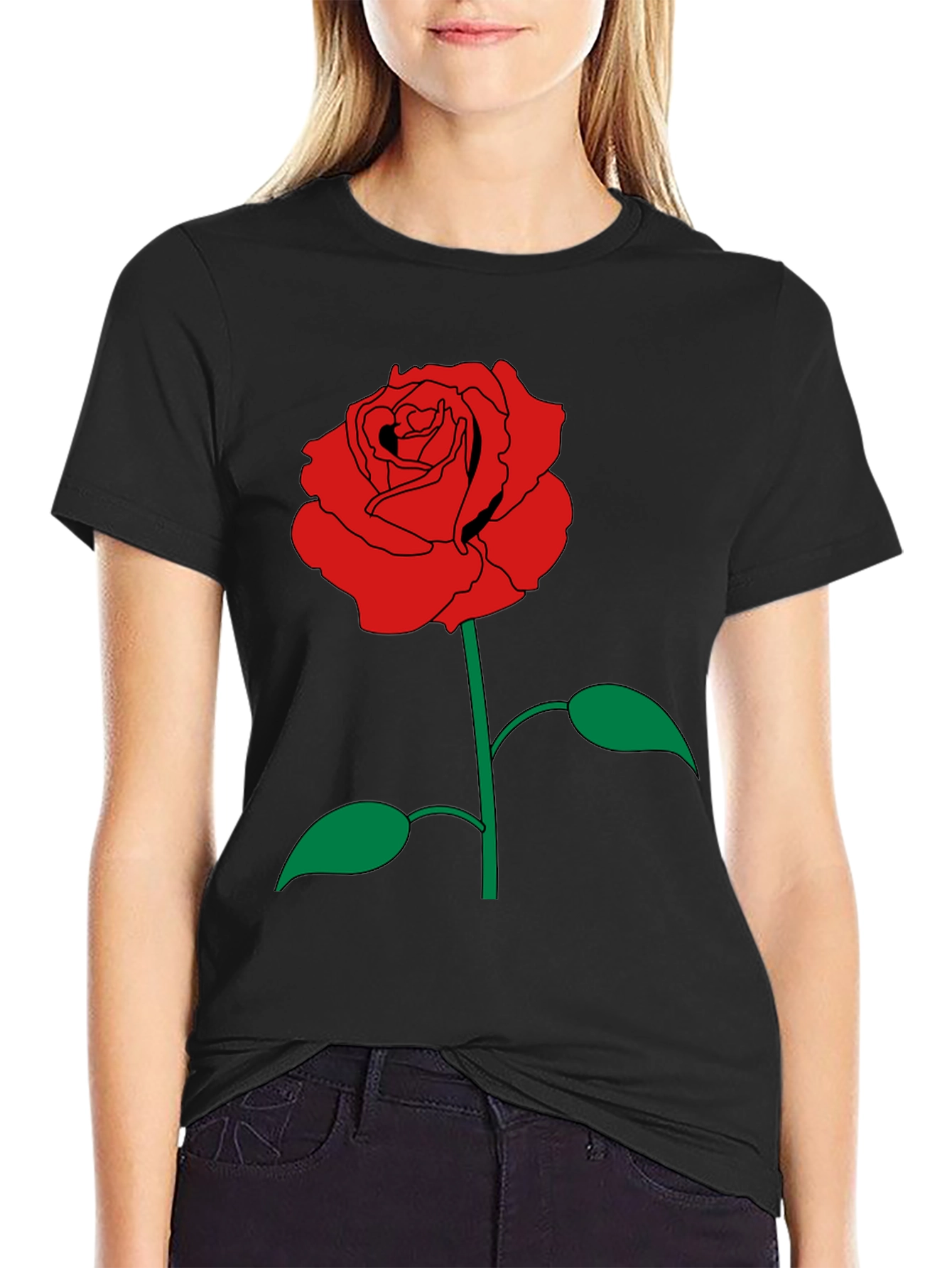 Black Rose Graphic Black T-Shirt view 2