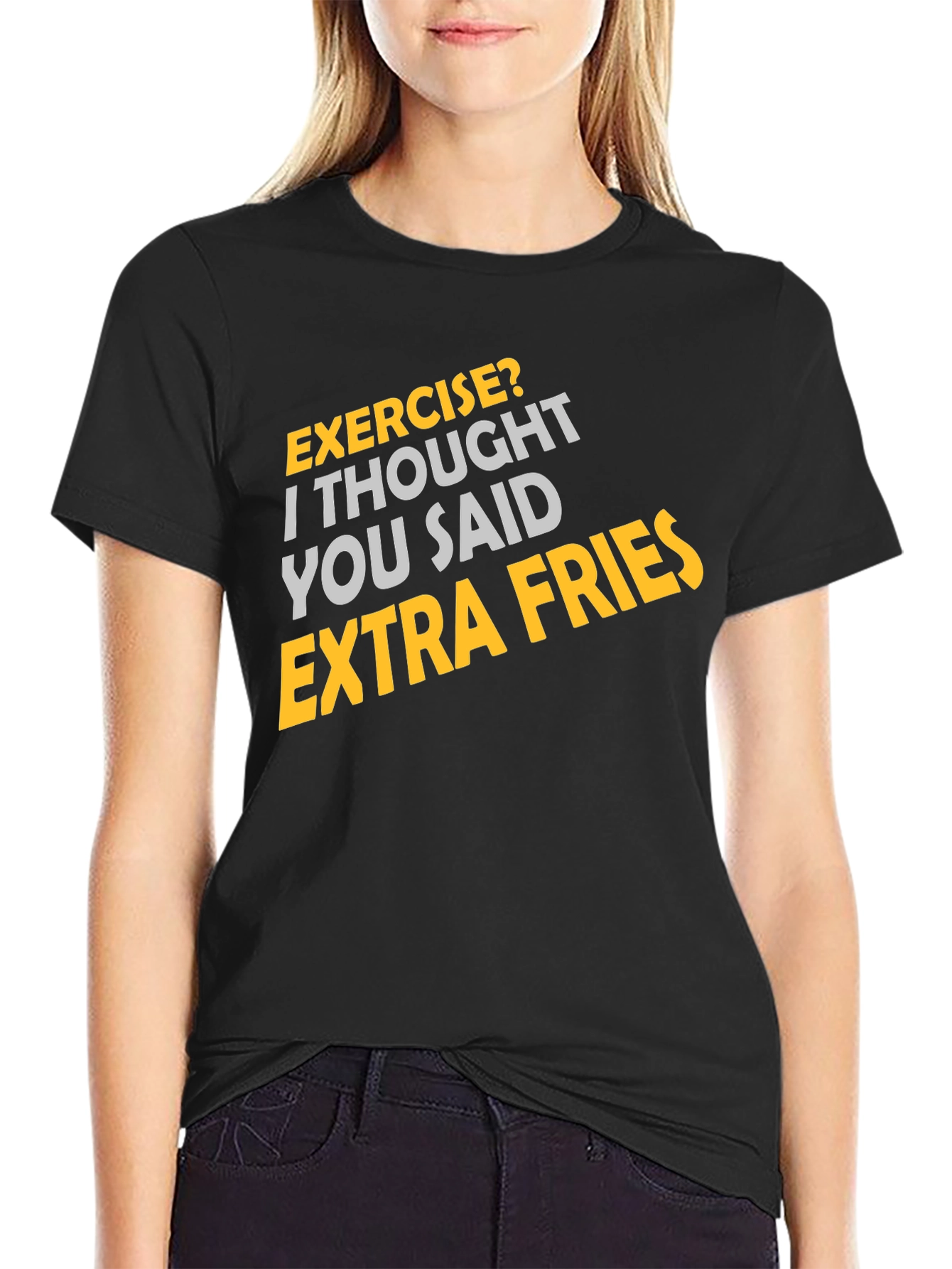 Black Exercise? Extra Fries Graphic Tee view 2