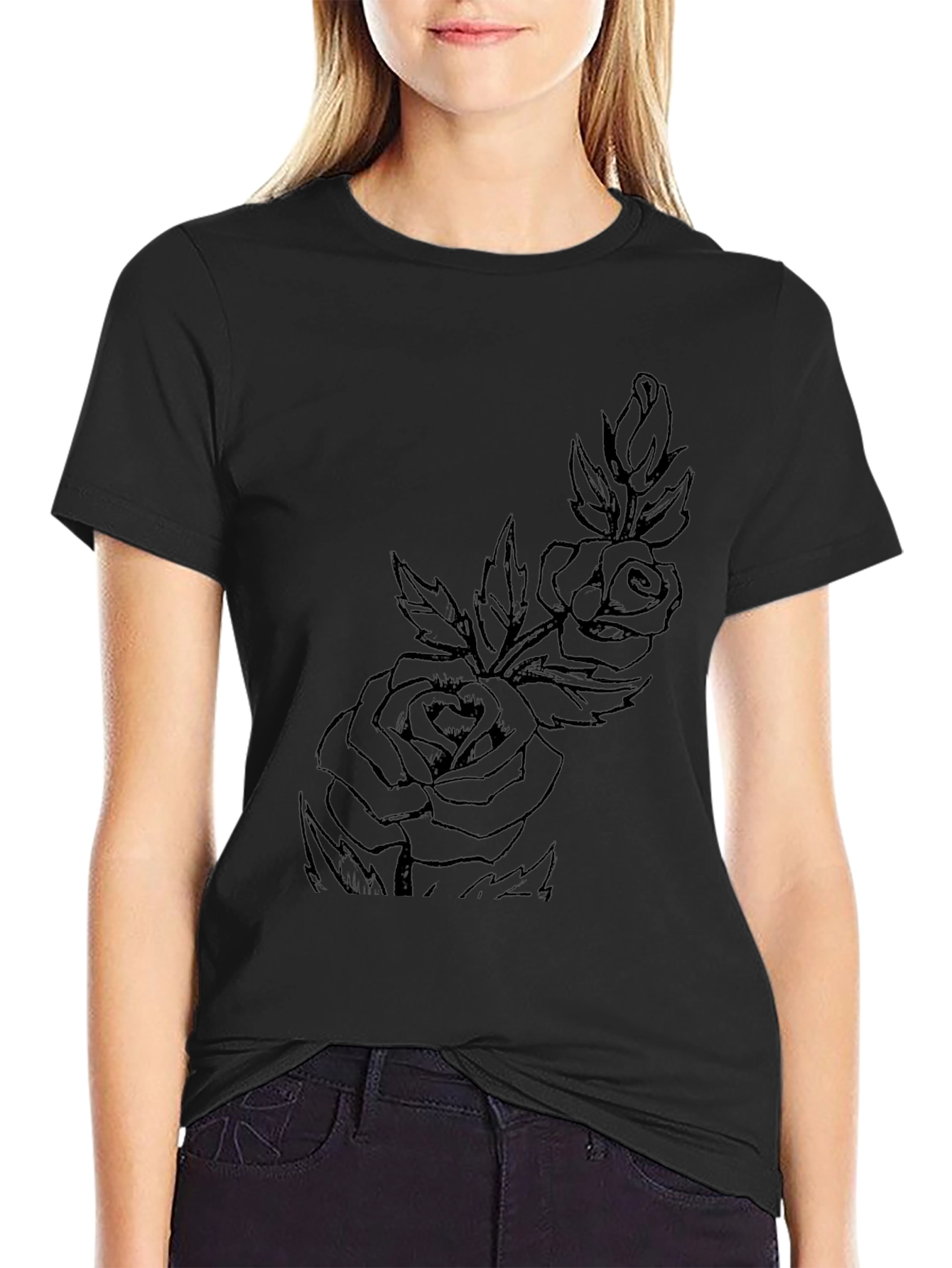 Black Black Rose Graphic Tee - Stylish & Edgy view 2