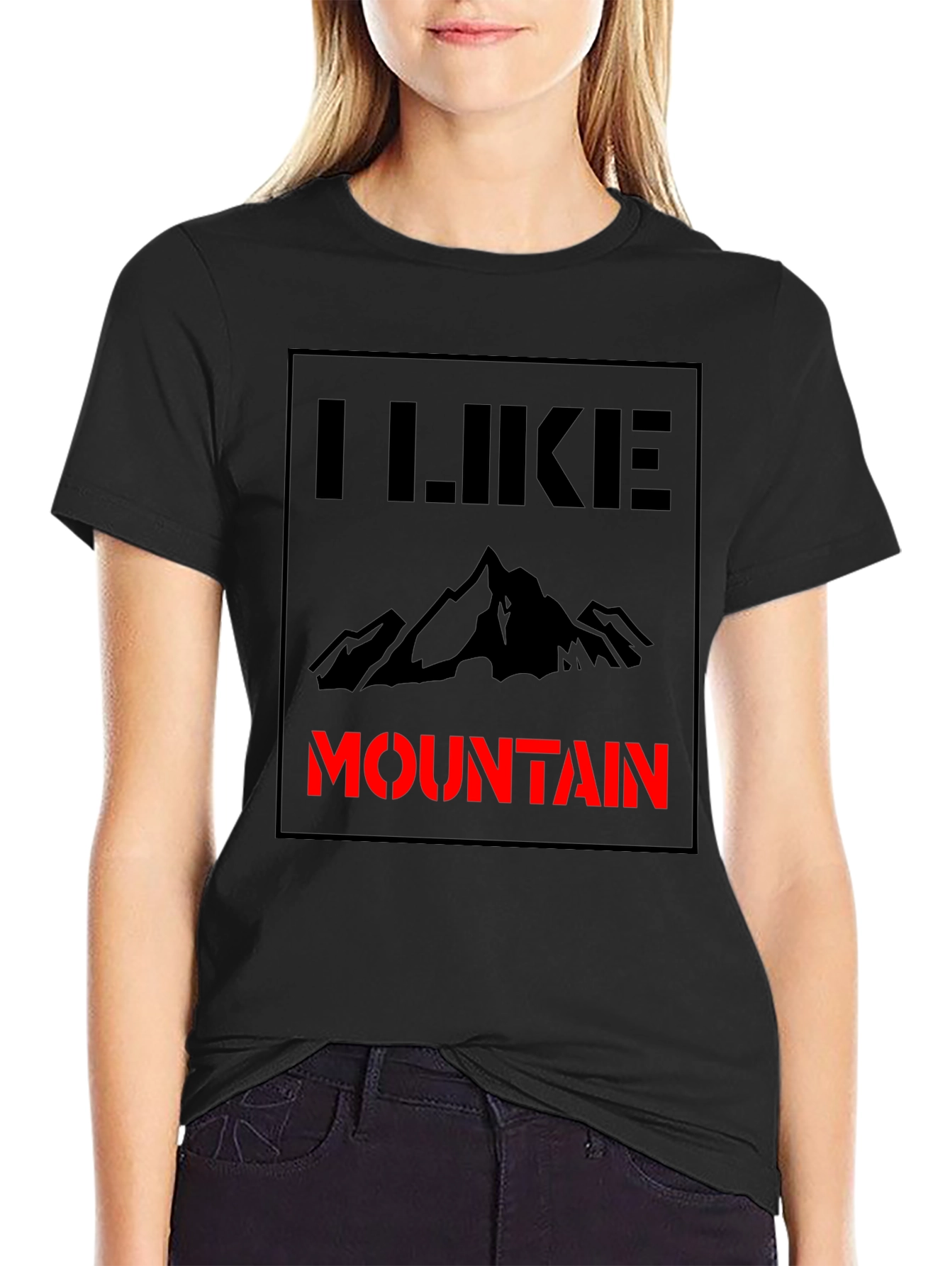 Black I Like Mountain Black T-Shirt view 2
