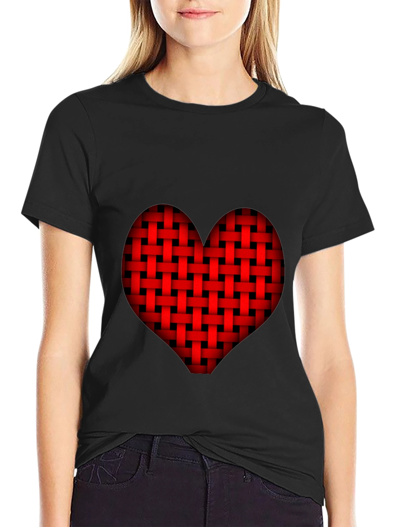 Woven Heart Graphic Tee - Black - 2
