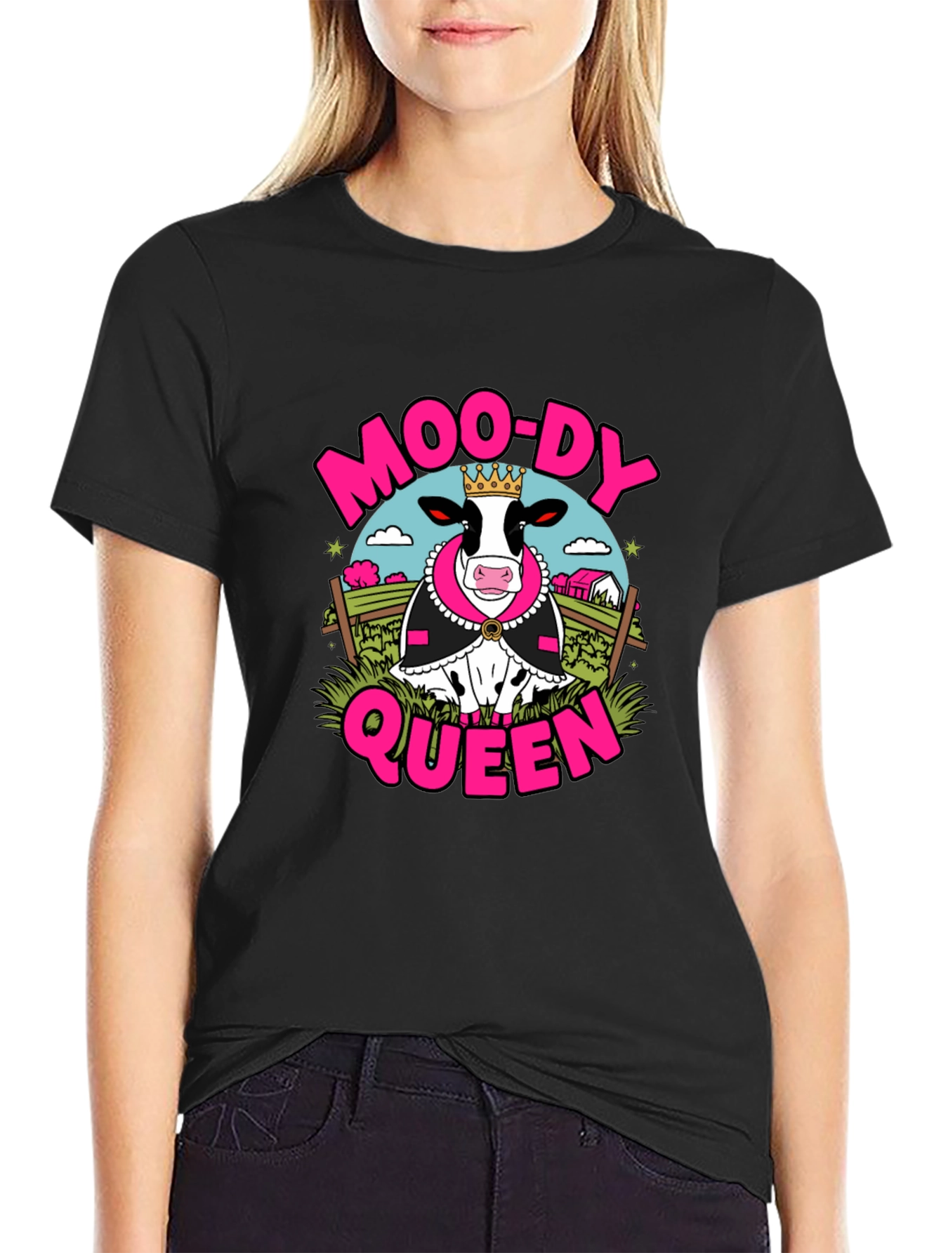 Black Moo-Dy Queen T-Shirt - Black Graphic Tee view 2