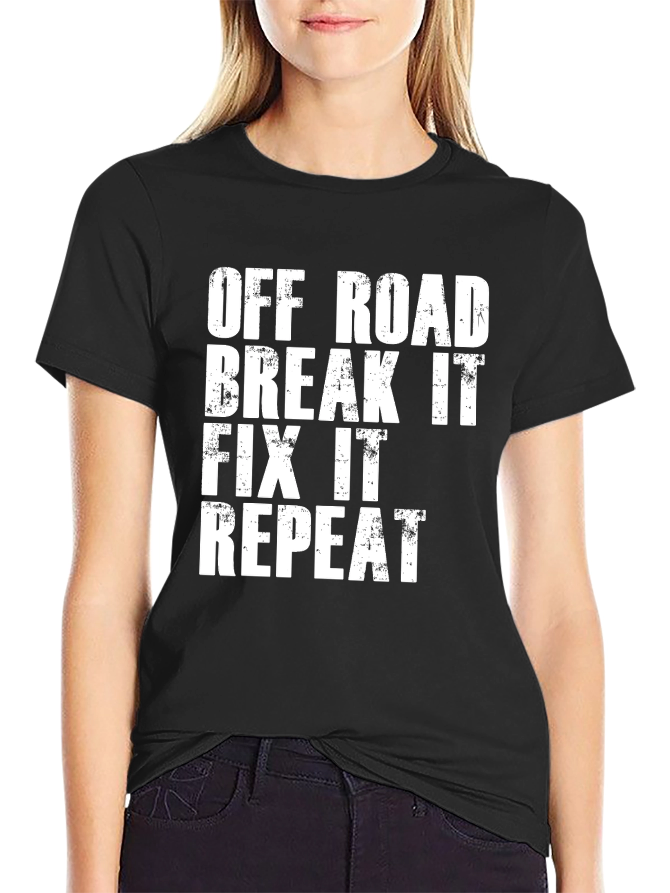 Black Off Road Break It Fix It Repeat Graphic T-Shirt view 2