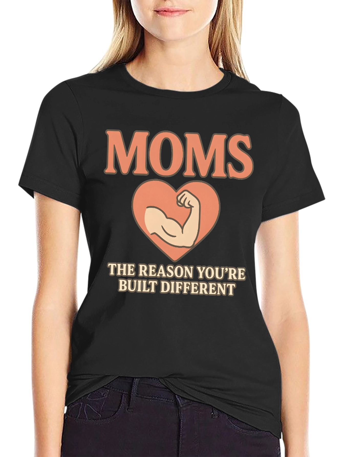 Black Moms The Reason You're Built Different T-Shirt view 2