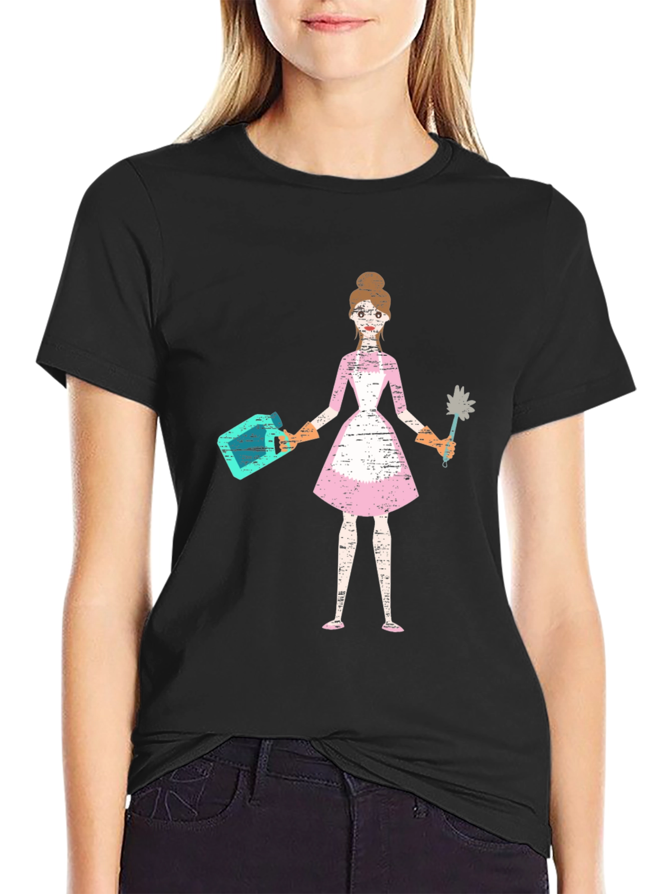 Black Novelty Maid Graphic Black T-Shirt view 2