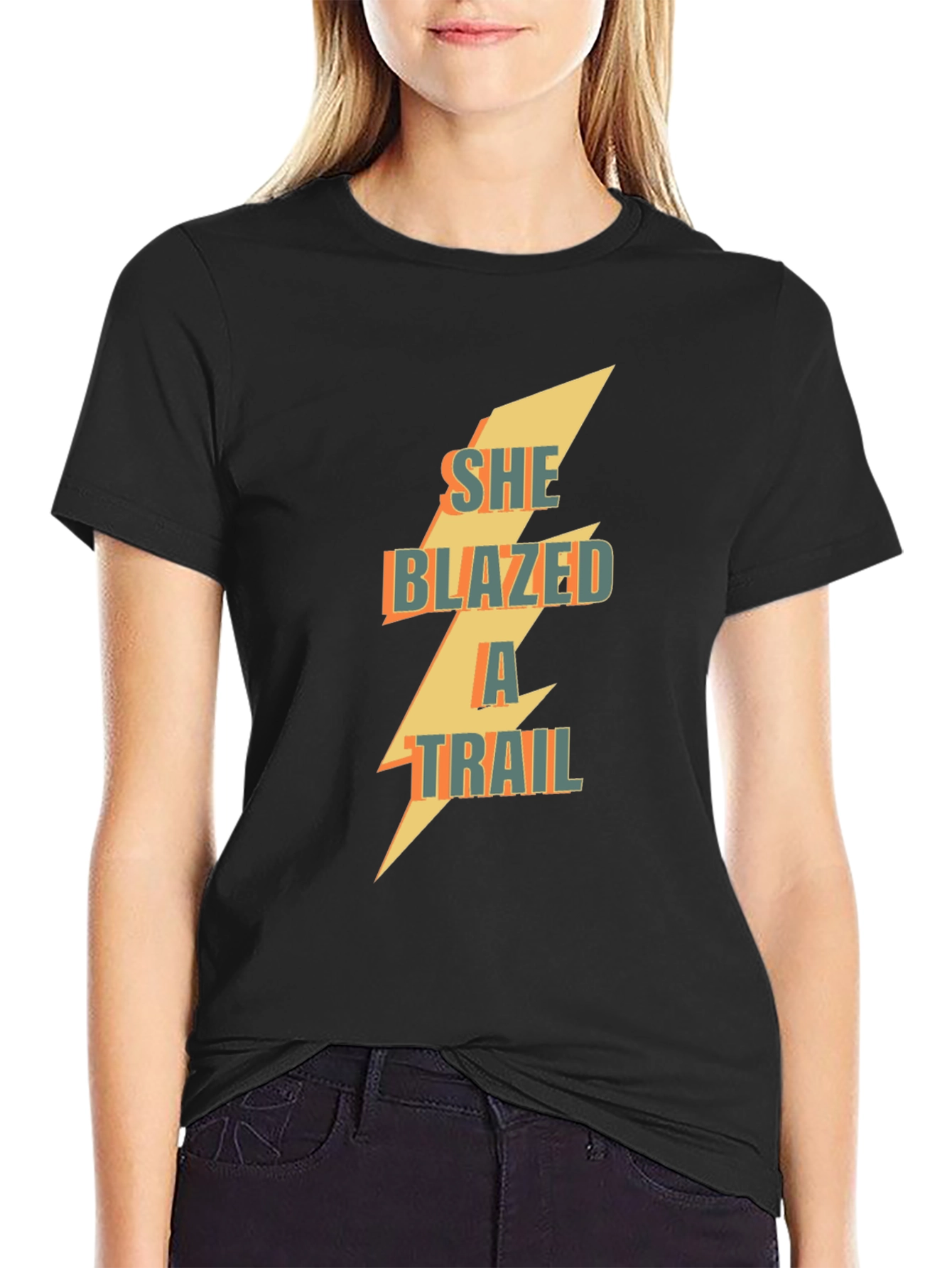 Black She Blazed a Trail Graphic Tee - Black Cotton view 2