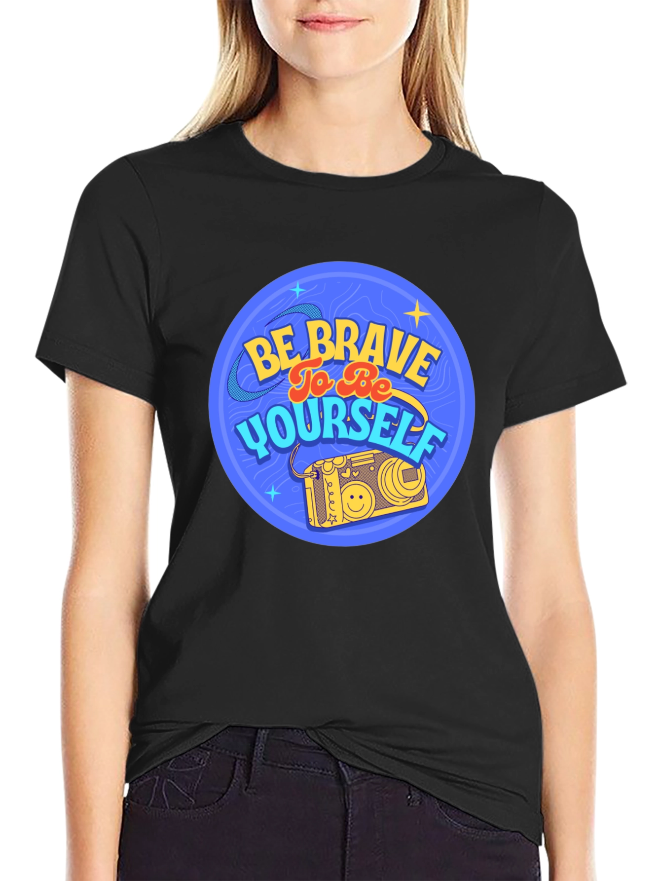 Black Be Brave To Be Yourself Black T-Shirt view 2
