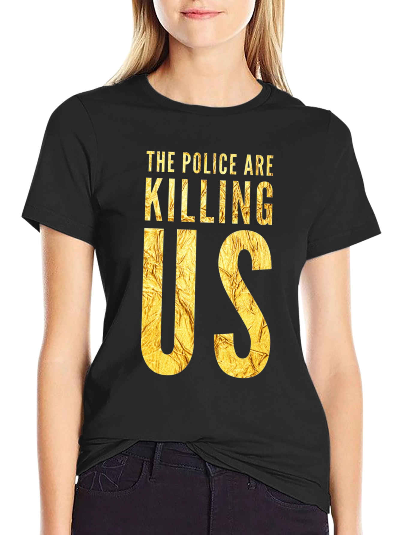 Black The Police Are Killing Us Black T-Shirt view 2