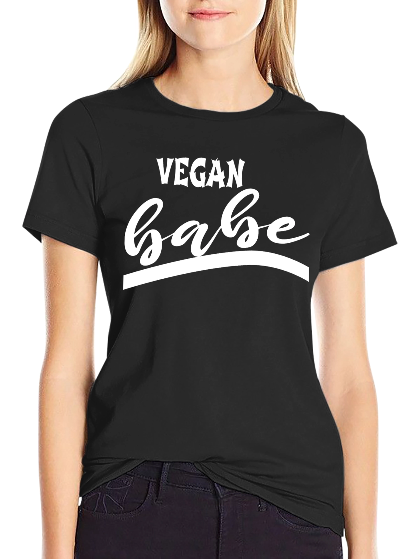Black Vegan Babe Black T-Shirt - Stylish Vegan Apparel view 2