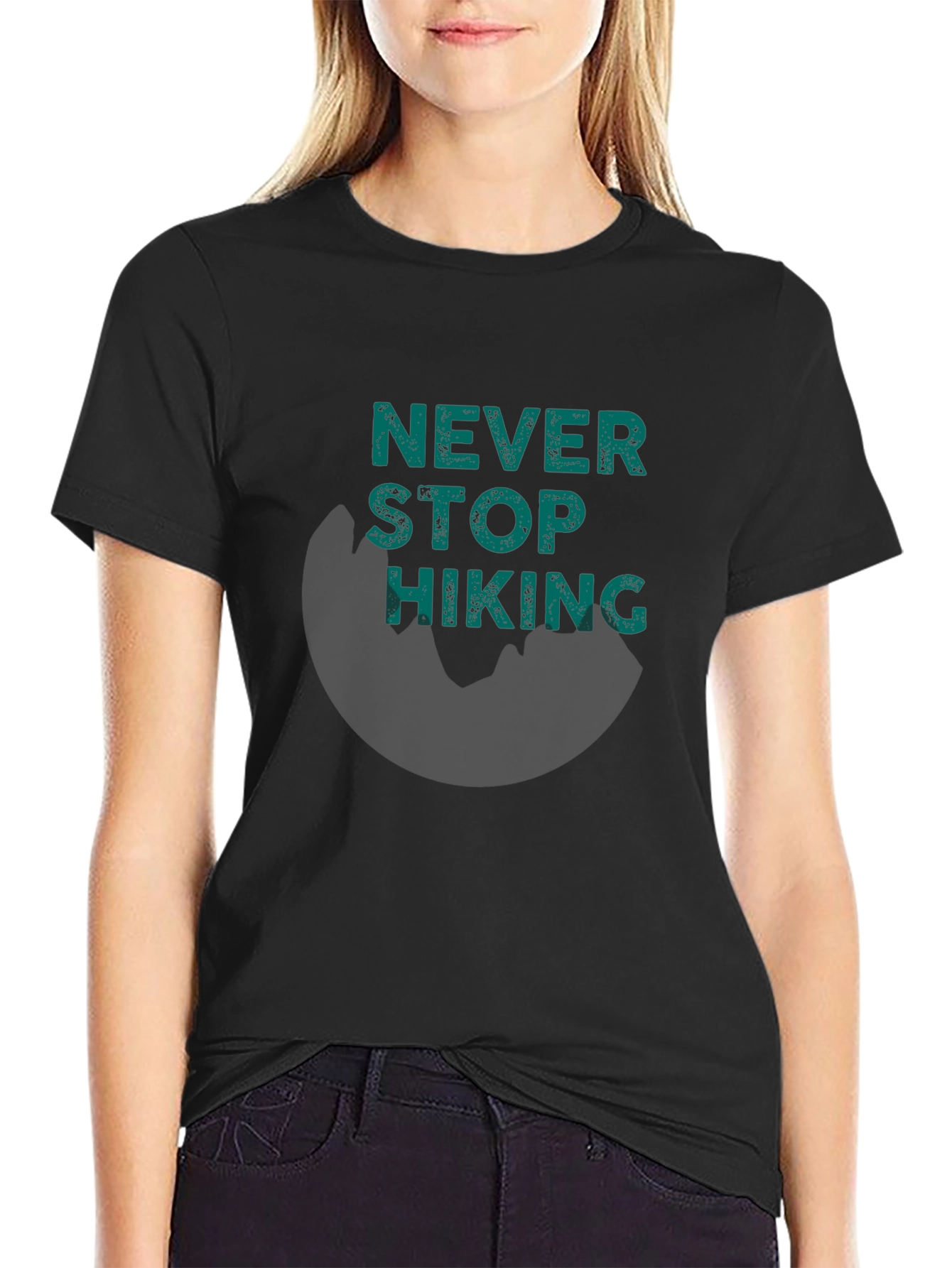 Black Never Stop Hiking Tee -  Men's Graphic T-Shirt view 2